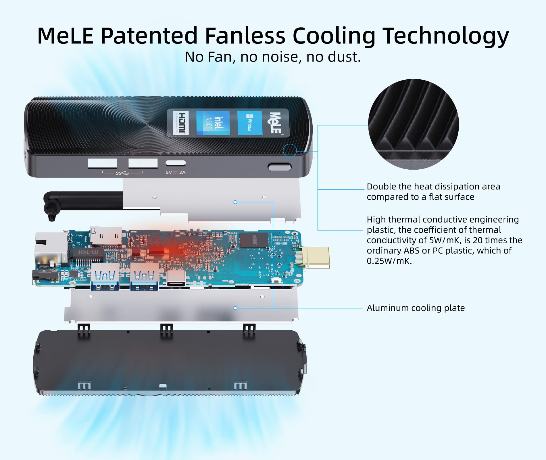 Mele Pcg02 Mini Pc Stick Fanless Windows 11 Home N4000 4Gb 128Gb, Mini Computer Stick Hdmi 4K 2.4G/5G Wi Fi 5 Bt4.2 Gigabit Ethe