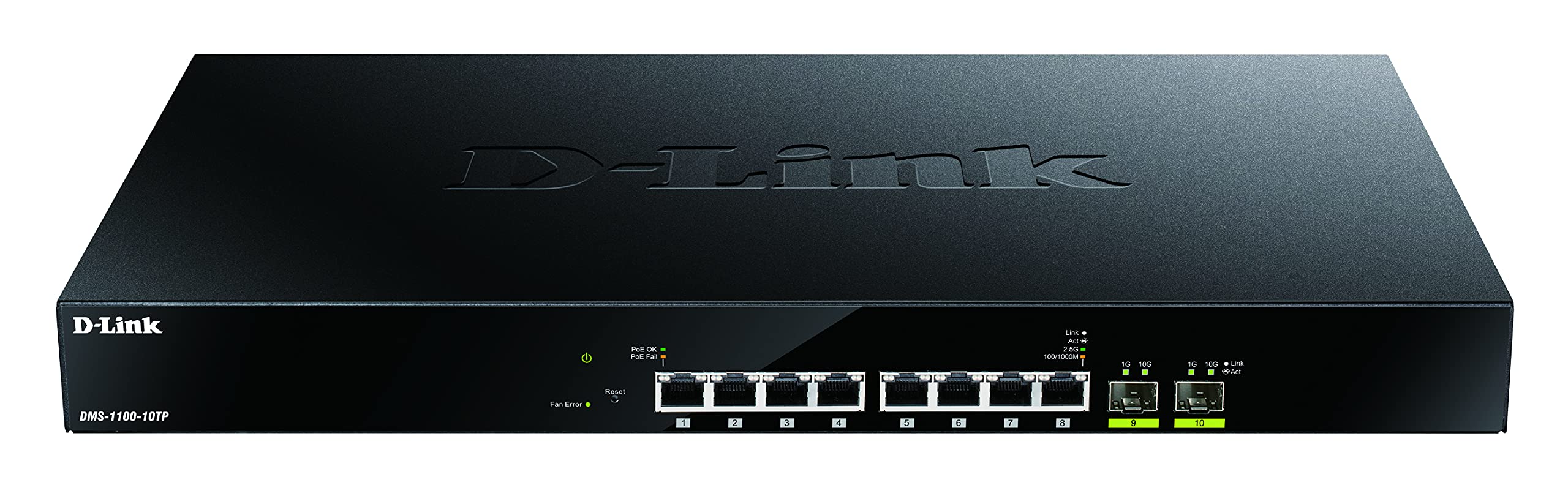 D-Link 8-Port Multi-Gigabit Ethernet Smart Managed PoE Switch with 2 10GbE SFP+ Ports - (DMS-1100-10TP)