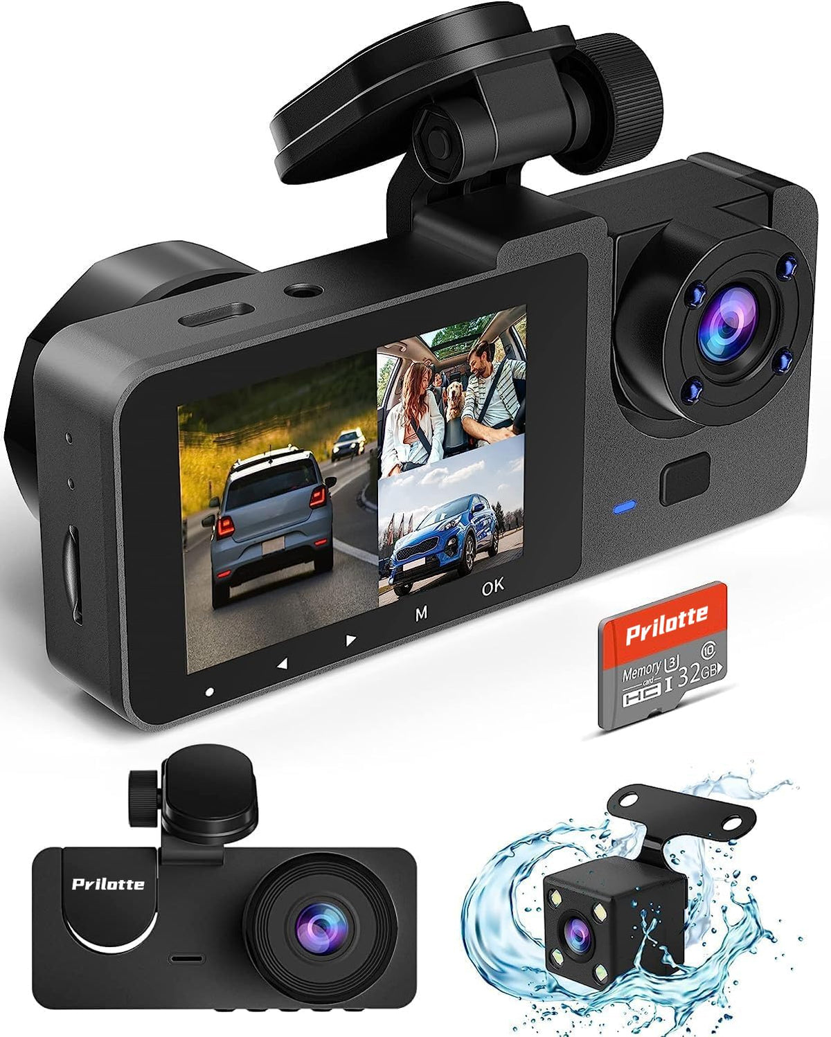 Dash Camera For Cars,4K Full Uhd Car Camera Front Rear With Free 32Gb Sd Card,Built In Super Night Vision,2.0'' Ips Screen,170Wi