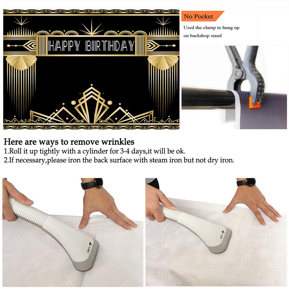 Avezano 7X5Ft Great Gatsby Theme Birthday Party Backdrop Roaring 20S Retro 1920S Photo Booth Backdrop For Adults Birthday Party