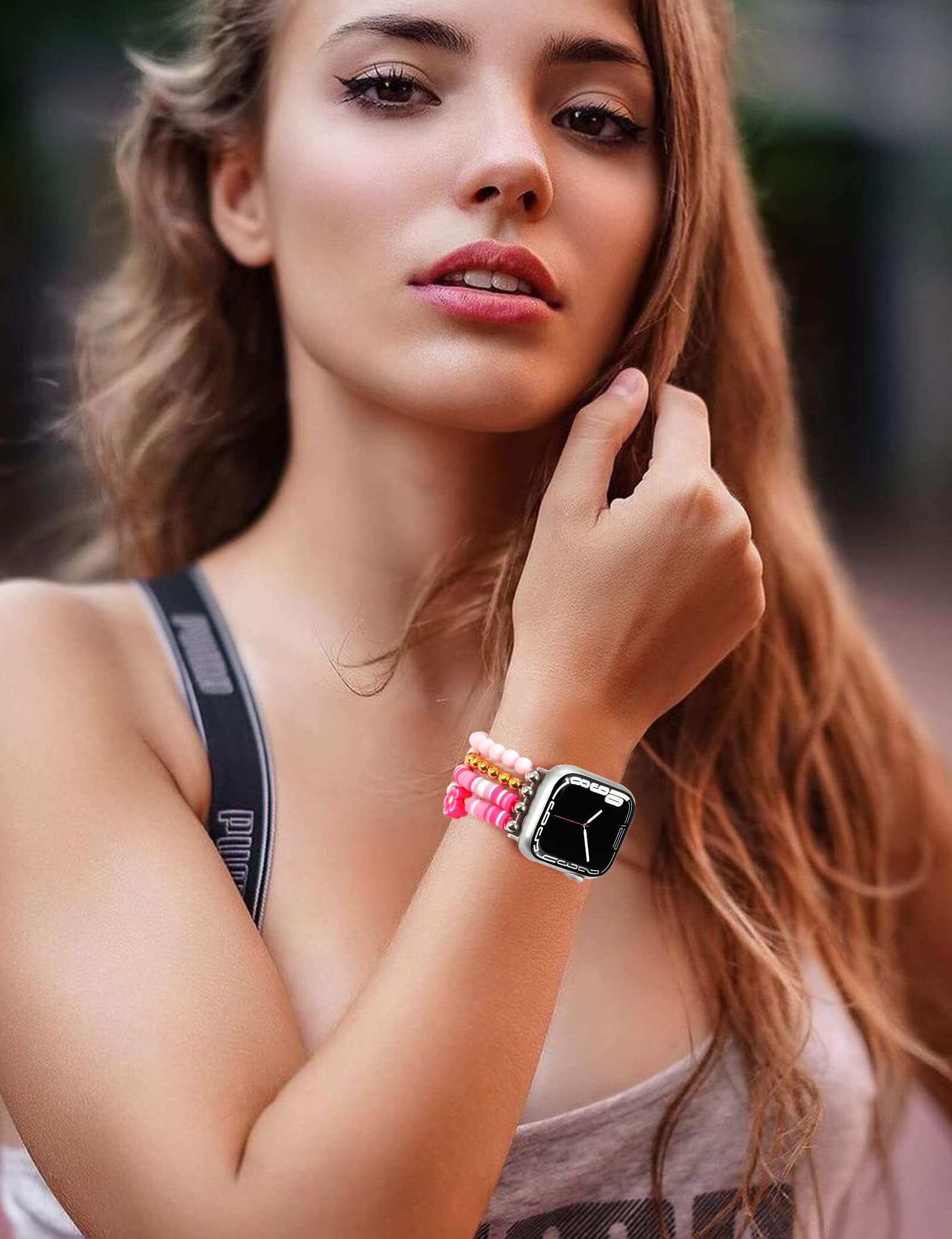 Jr.Dm Beaded Bracelet Compatible With Apple Watch 38Mm 40Mm 41Mm 42Mm For Women, Cute Fashion Preppy Stackable Handmade Stretchy