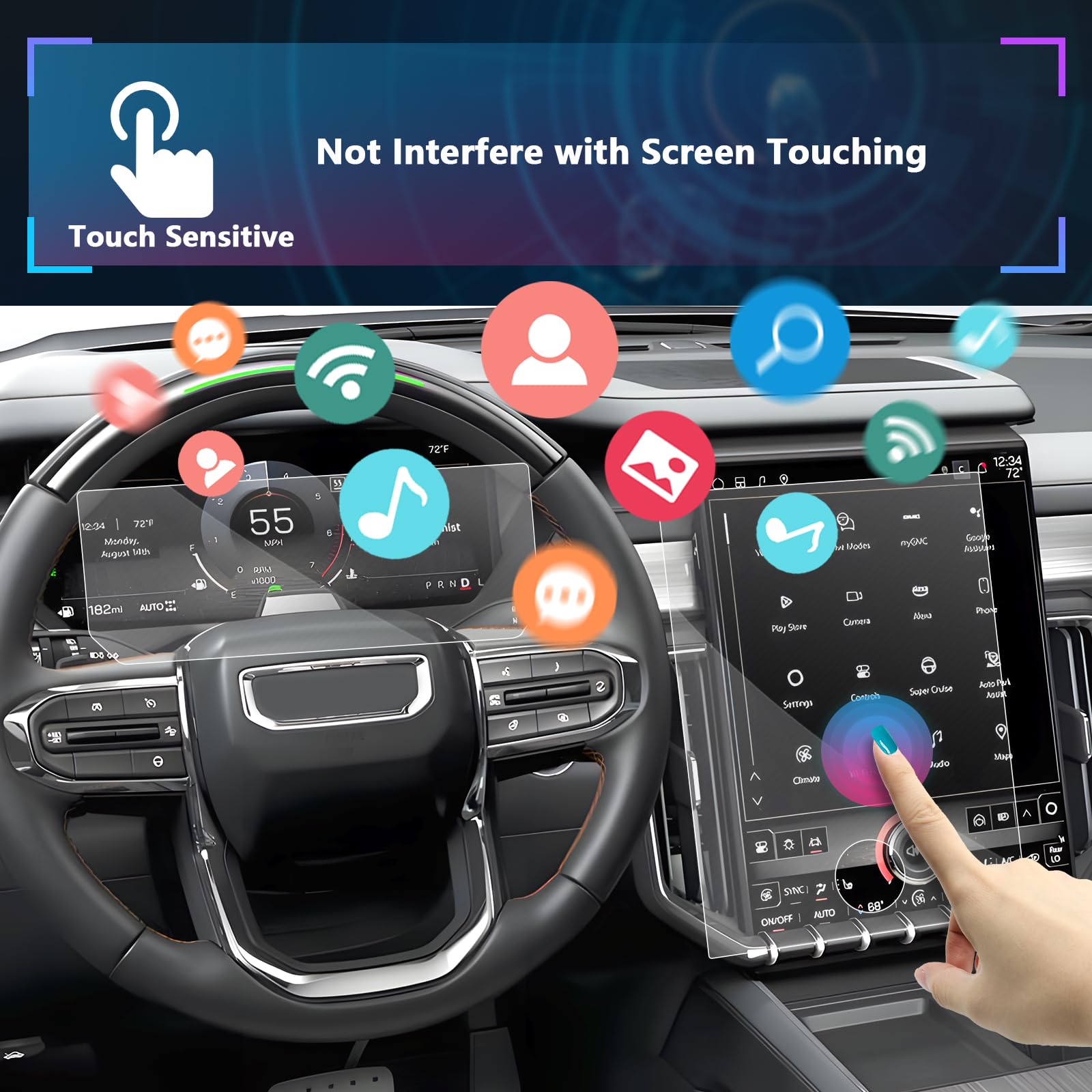 Sxcy For 2024 Gmc Acadia Accessories 2024 Acadia (Elevation/At4/Denali) Navigation Touch Radio Display Screen Protector [15 In+11 In][2 * 2Pcs Nano]