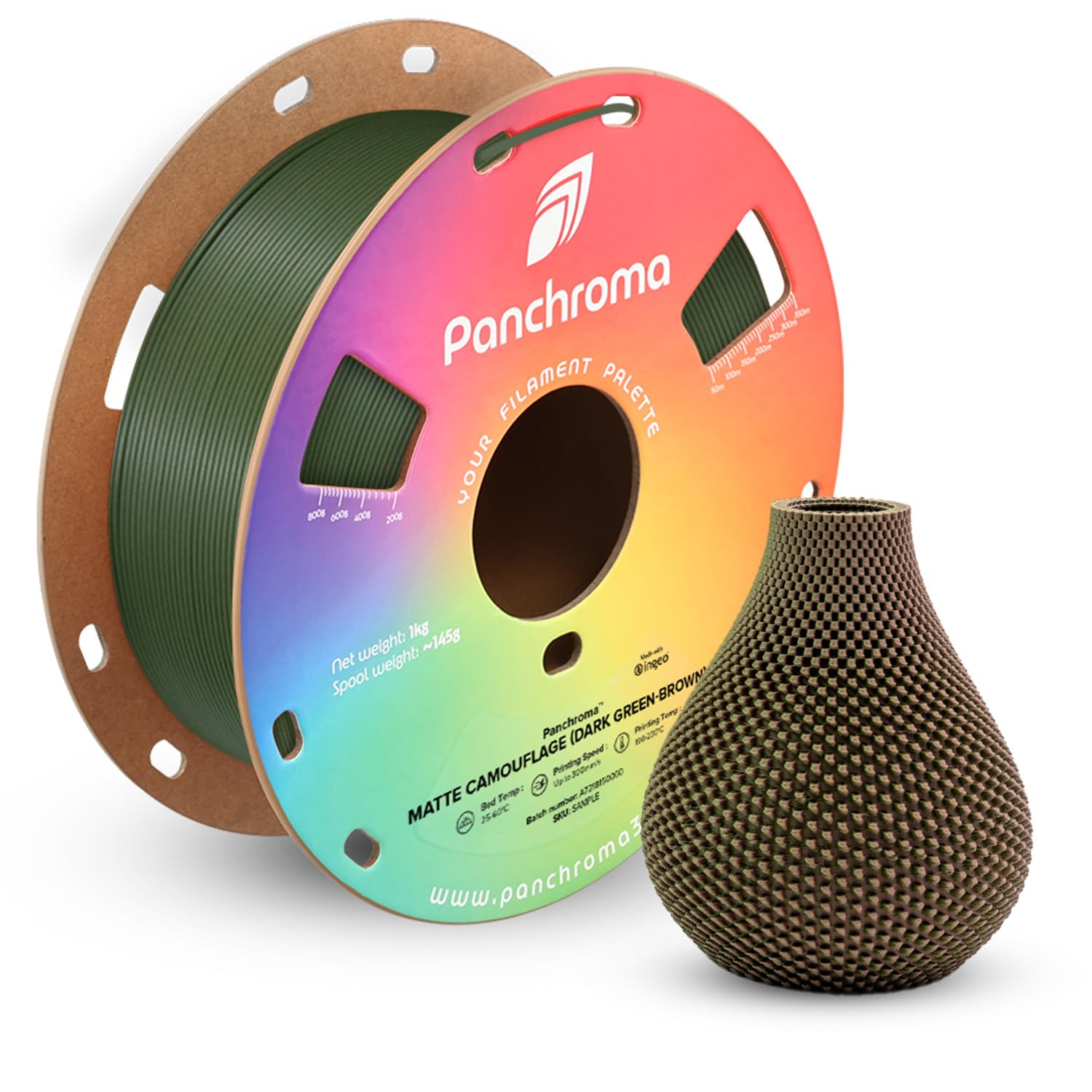 Polymaker Panchroma Dual Color Matte PLA Filament, Matte Camouflage (Dark Green-Brown) 1.75mm 3D Printing Filament, 3D Printer P