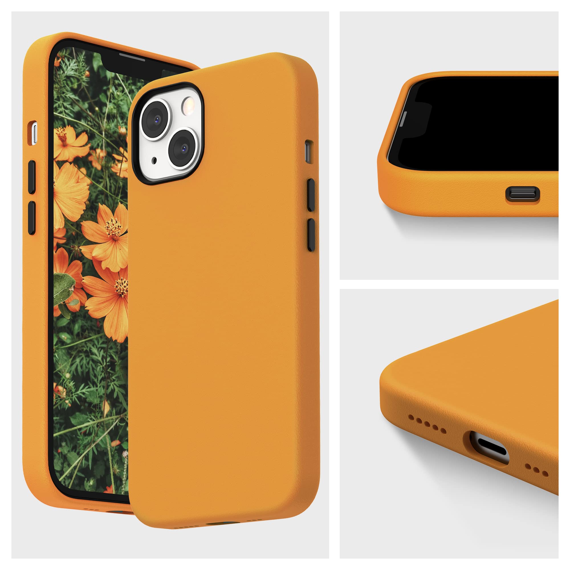 Surphy Faux Leather Case Compatible With Iphone 13 Case (6.1 Inch 2021), Pu Leather Phone Case (With Metallic Buttons & Microfib