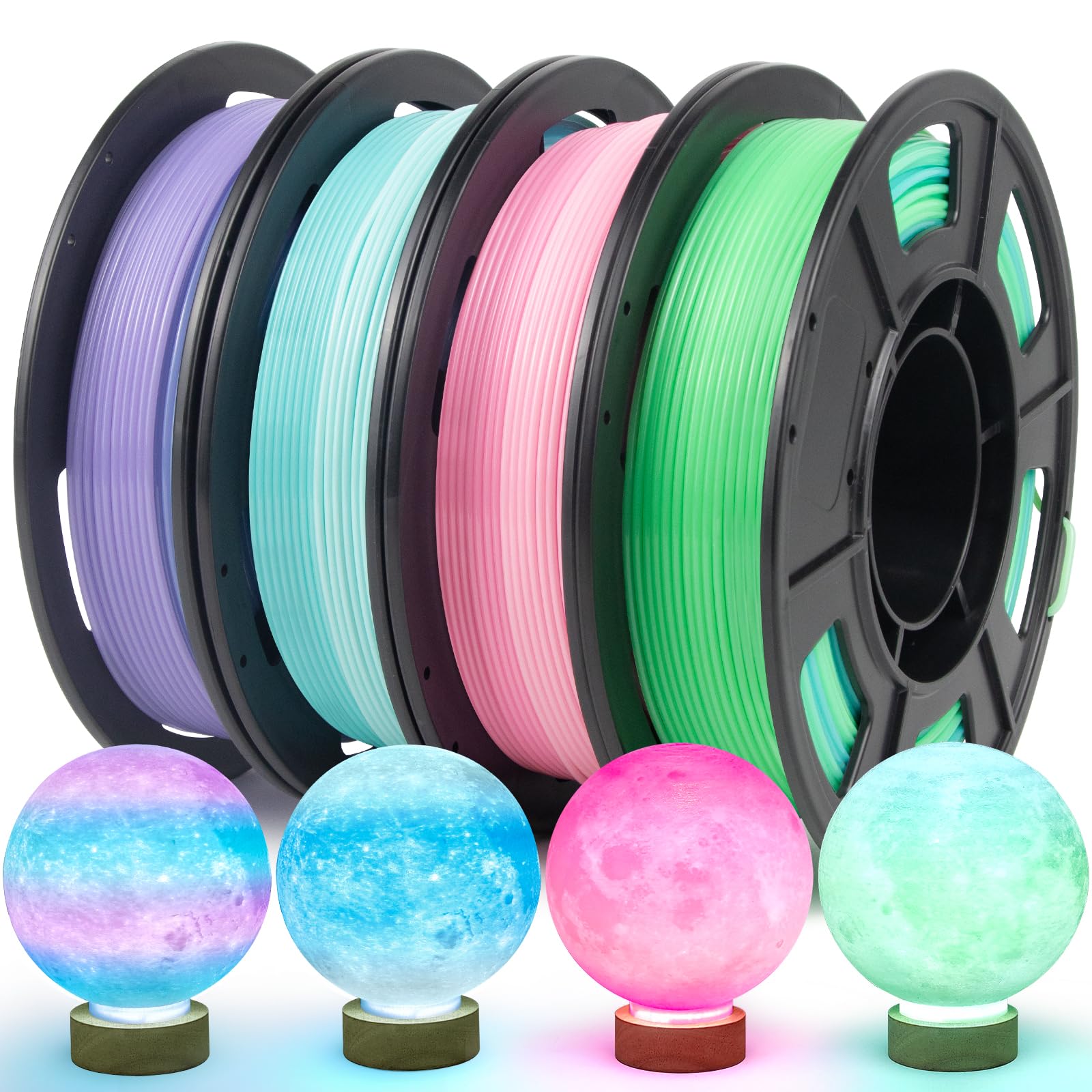 IEMAI PETG Filament 1.75mm Bundle, Translucent Multicolor Color Gradient 3D Printer Filament Up to 600mm/s Fast Printing, 250g  