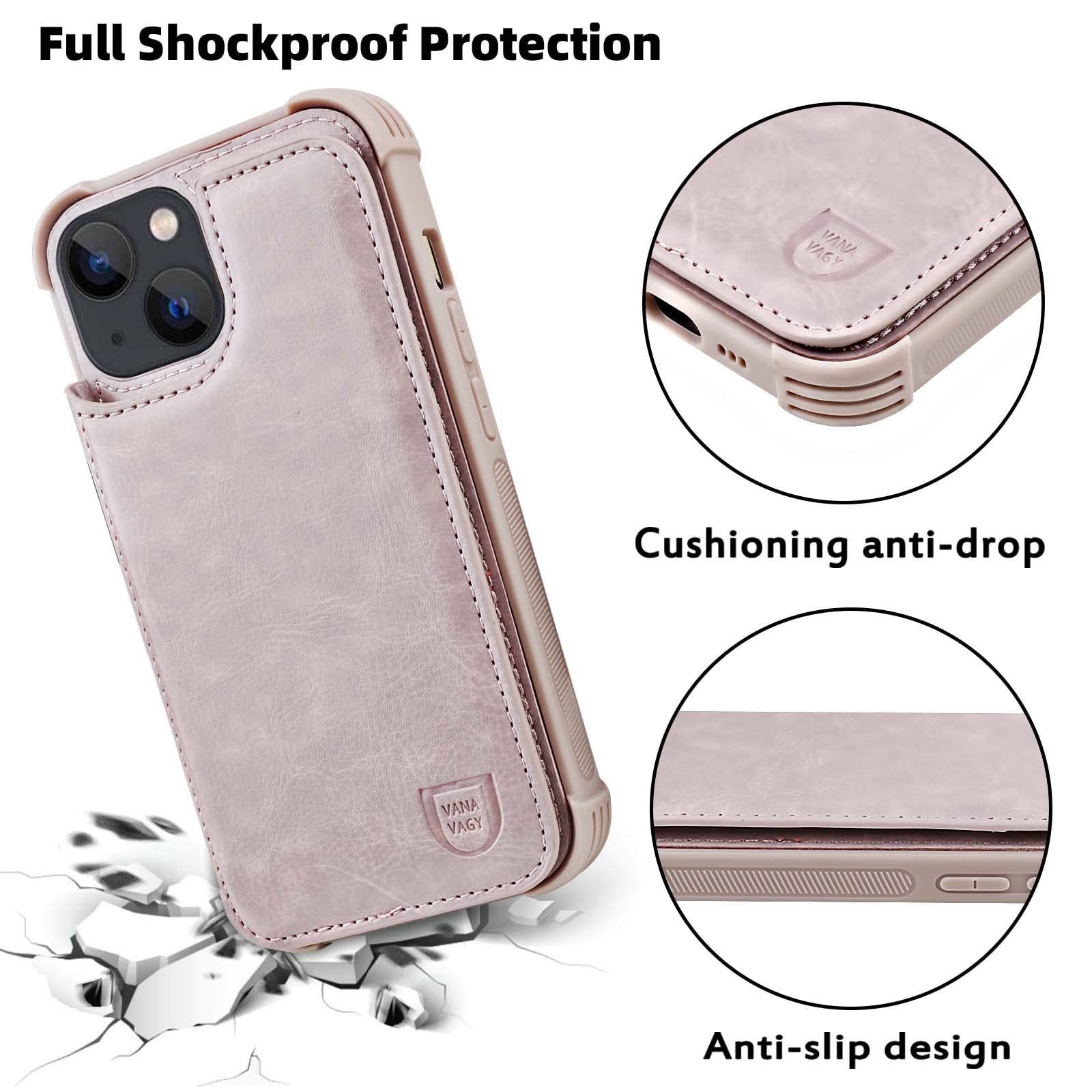 Vanavagy Wallet Case Compatible For Iphone 14 Plus/15 Plus For Women And Men,Leather Flip Folio Phone Cover Fits Magnetic Car Mo