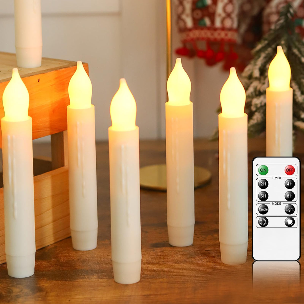Lezonic Flameless Floating Candlesticks Battery Operated With Remote And Timer, 12Pcs(D:0.8    X H:6   ) White Long Lasting Hang