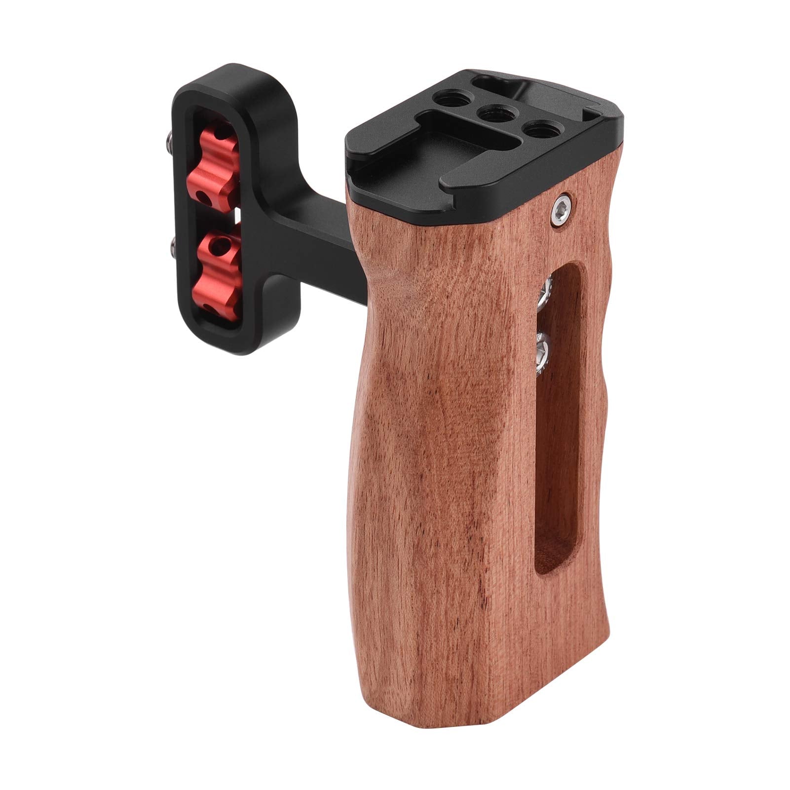 Andoer Universal Camera Cage Left/Right Side Handle Wooden Hand Grip With 1/4 Screw Hole Cold Shoe Mount For Camera Cage