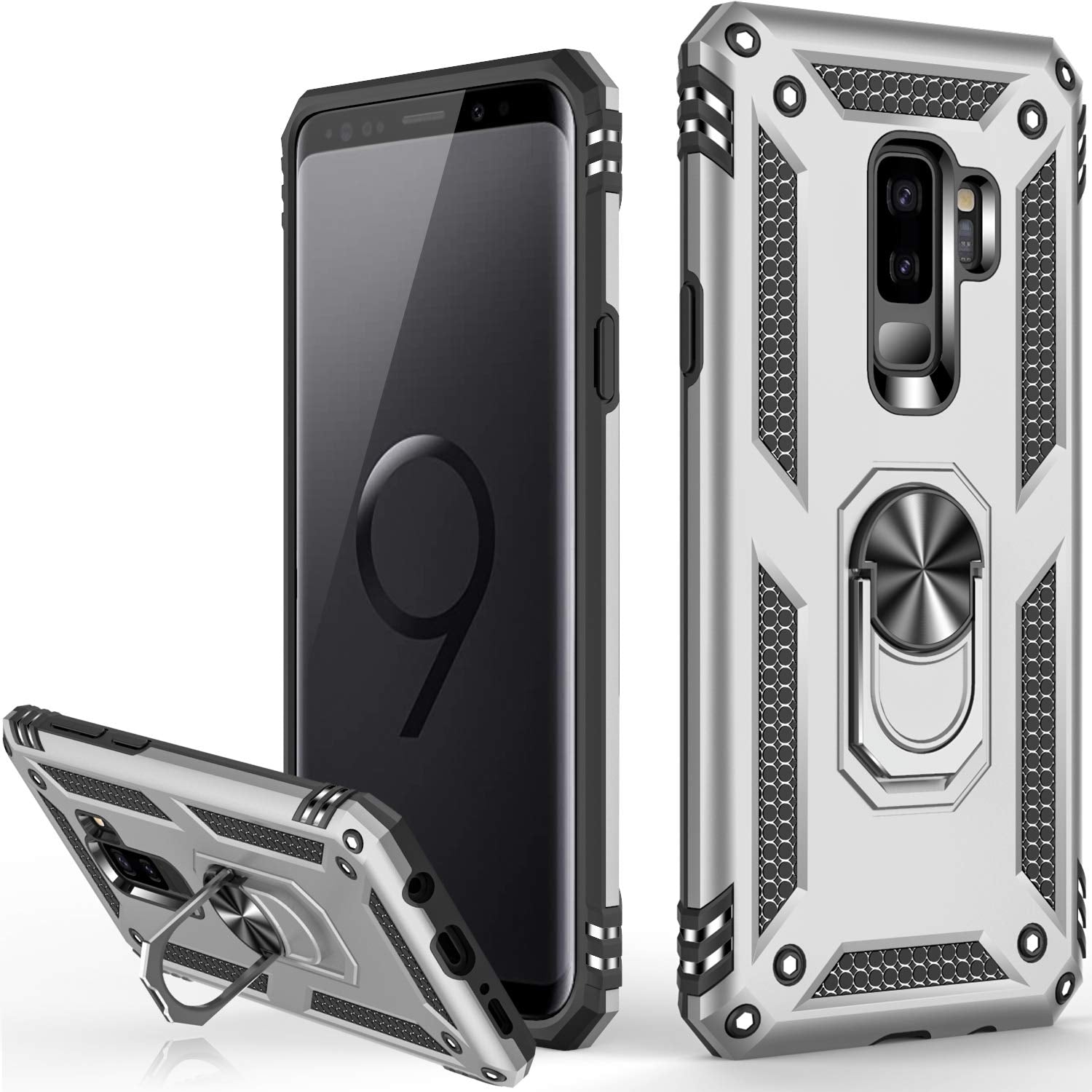 Lumarke For Galaxy S9+ Plus Case,Pass 16Ft. Drop Tested With Magnetic Ring Kickstand Compatible With Car Mount Holder,Military G