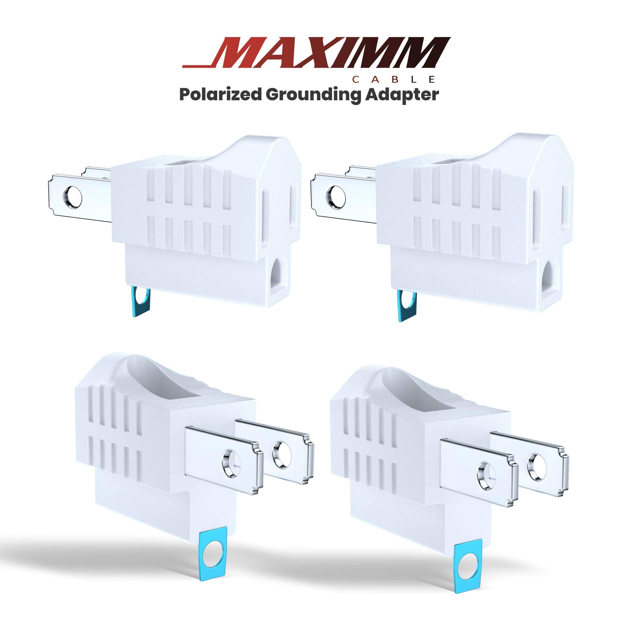 2 Prong To 3 Prong Outlet Adapter, Polarized Grounding Converter Etl Two Prong To Three Prongs Outlets 4 Pack White Etl Listed