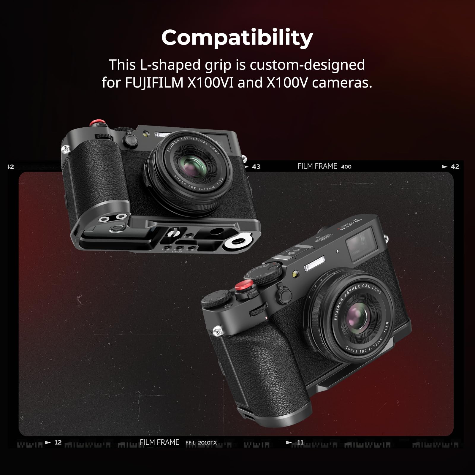 Smallrig X100Vi / X100V Handgrip L Shape Grip With Quick Release Plate For Arca, Lightweight Silicone Side Handle, Shutter Butto