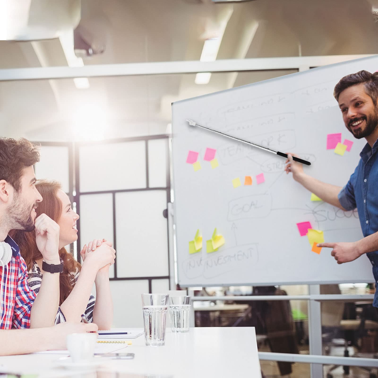 3 Pcs Telescopic Teachers Pointer, Extendable Hand Pointer Finger Pointer Stick, Mini Retractable Classroom Pointer For Elementa