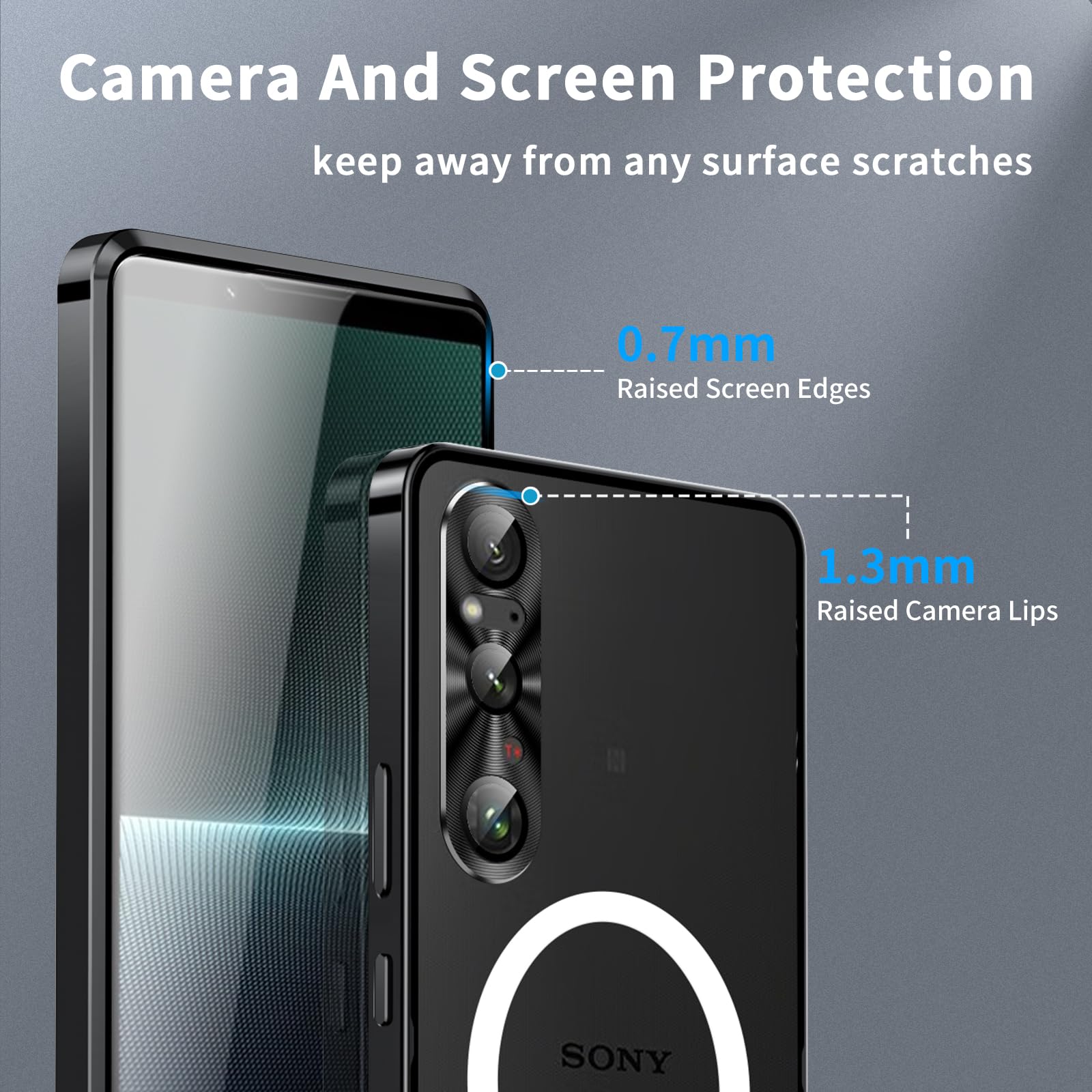 Metal Case For Sony Xperia 1 V (2023), Military Grade Metal Bumper Shockproof Translucent Cover Matte Pc Back Cover With Magneti