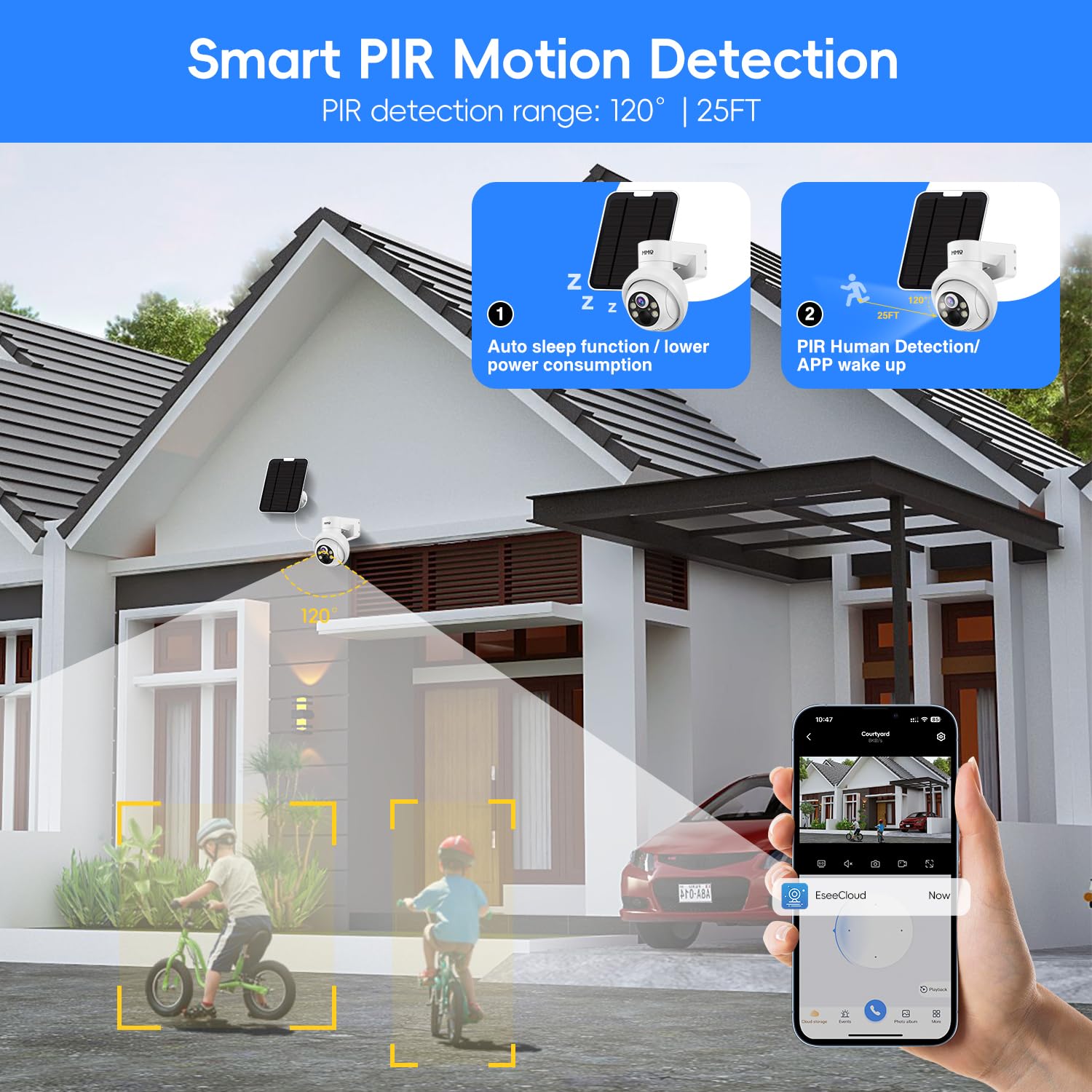 Solar Security Cameras Outdoor, 4Mp Ptz Solar Panel For Security Cameras, Battery Powered Wireless Cameras For Home With 128Gb C