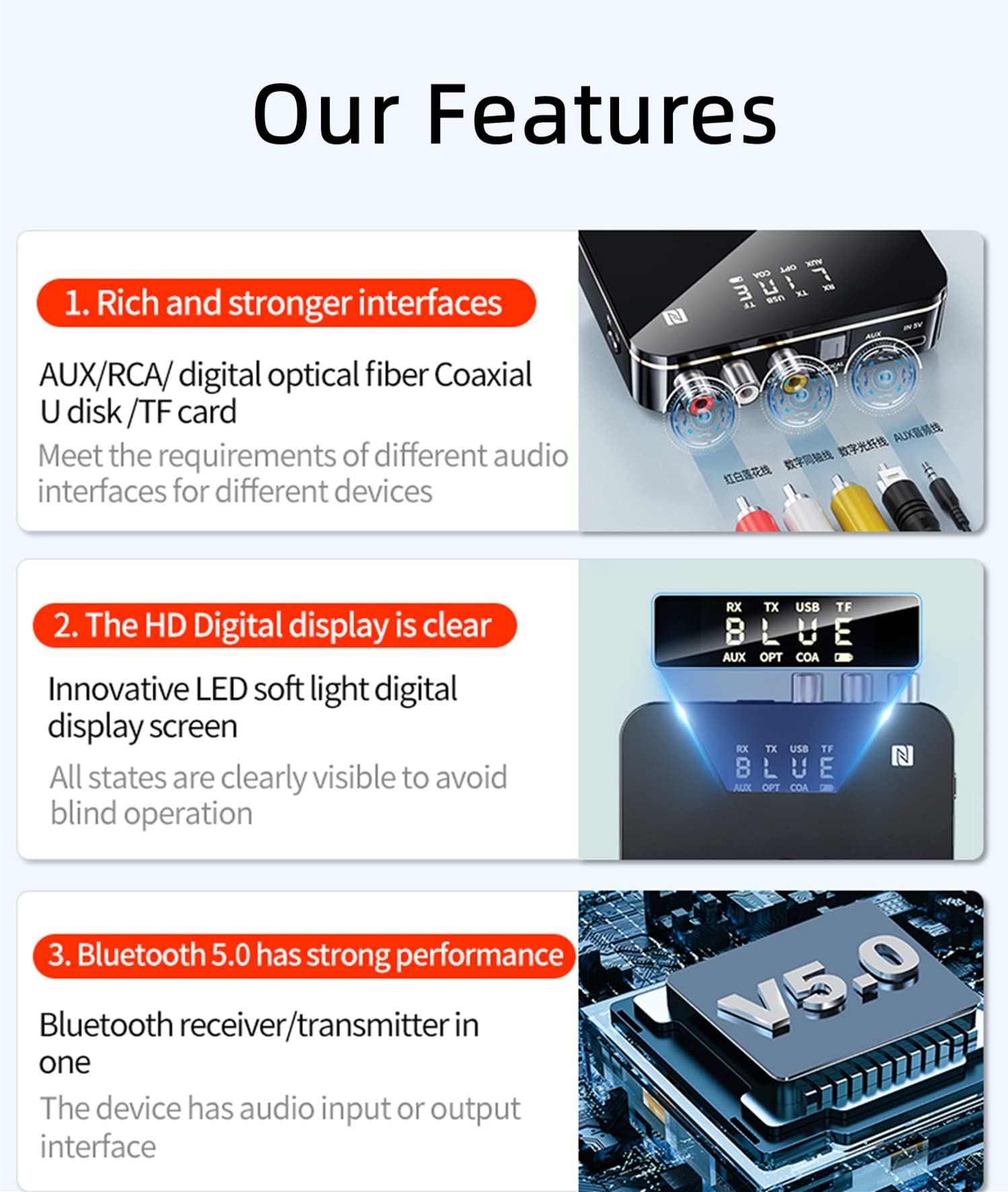 Ponybro Bluetooth 5.0 Audio Receiver Transmitter 2 In 1 With Remote, Bluetooth Hi Fi Audio Adapter With 3.5Mm&Rca,Coaxial,Optica