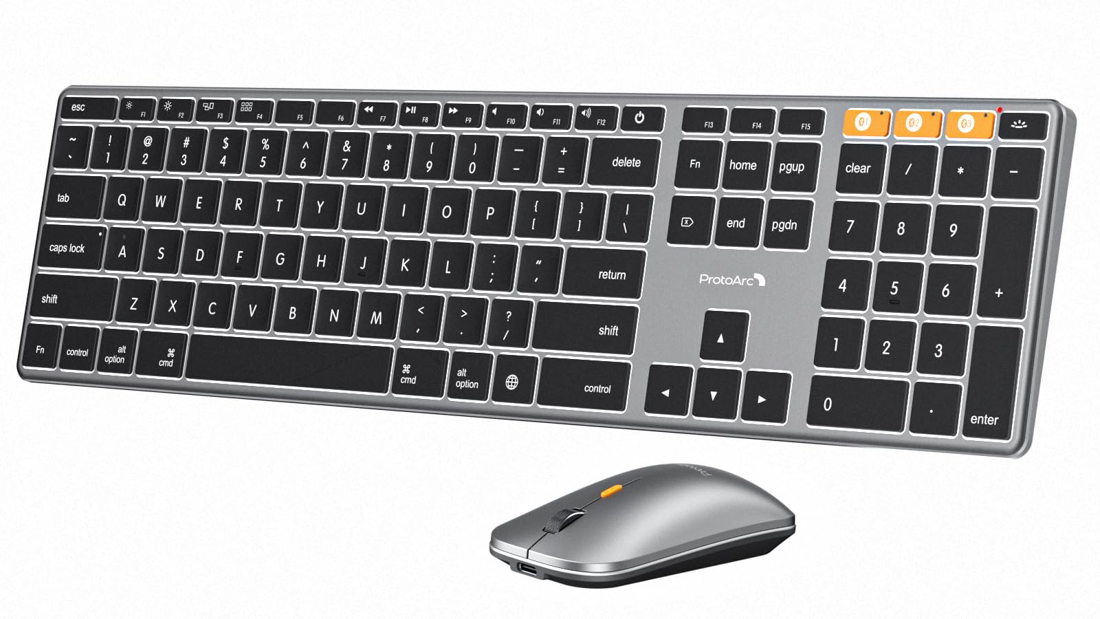 ProtoArc KM110A Aluminum Backlit Bluetooth Keyboard and Mouse for Mac