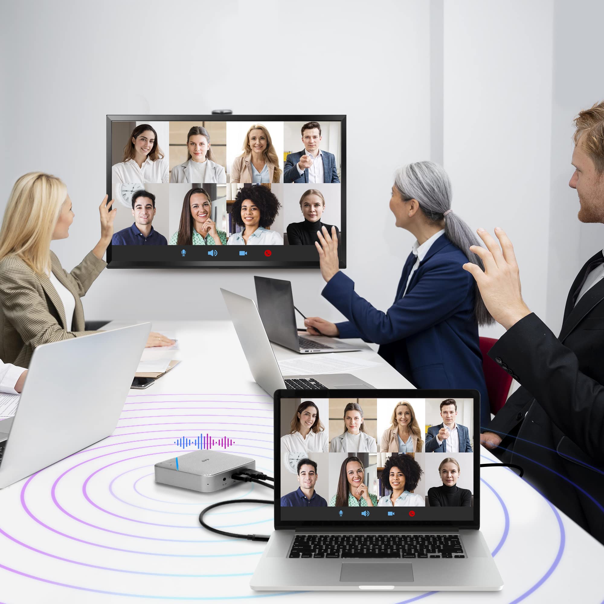 Avlt Usb C Speakerphone Hub 360 Omnidirectional Sound Conference Microphone Pd 85W Charging, 5Gbps Data Speed, External 4K Hdmi