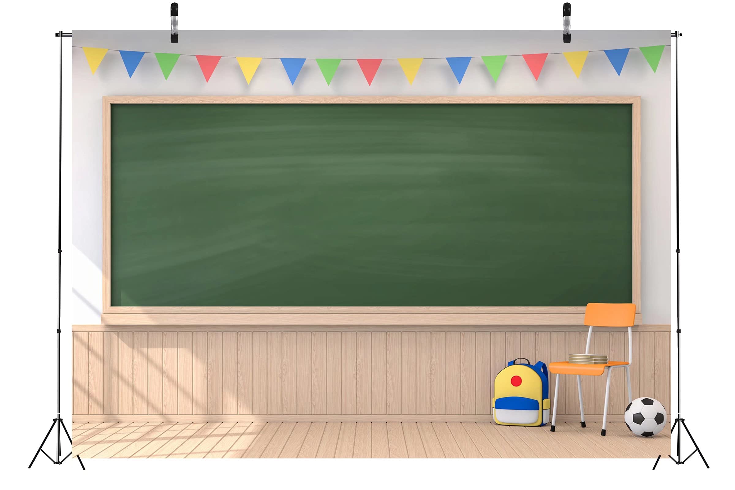 Corfoto Fabric 8X6Ft School Backdrop Photography Classroom Interior Blackboard Wooden Wall Kindergarten Middle School Students O