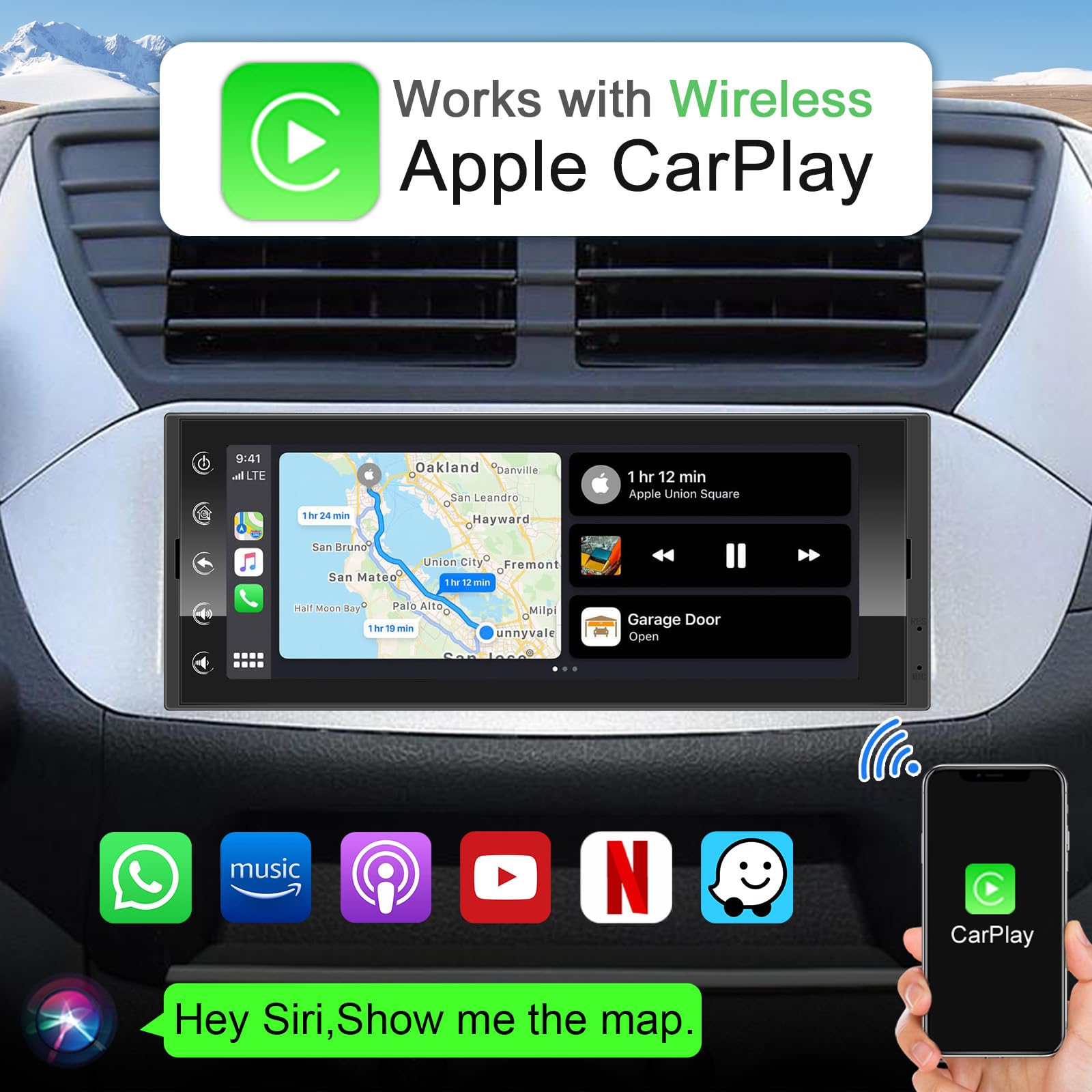 Single Din Touchscreen Car Stereo Radio Wireless Carplay Android Auto, 6.9 Inch Car Stereo Android 2G+32G With Gps Navigation Wi