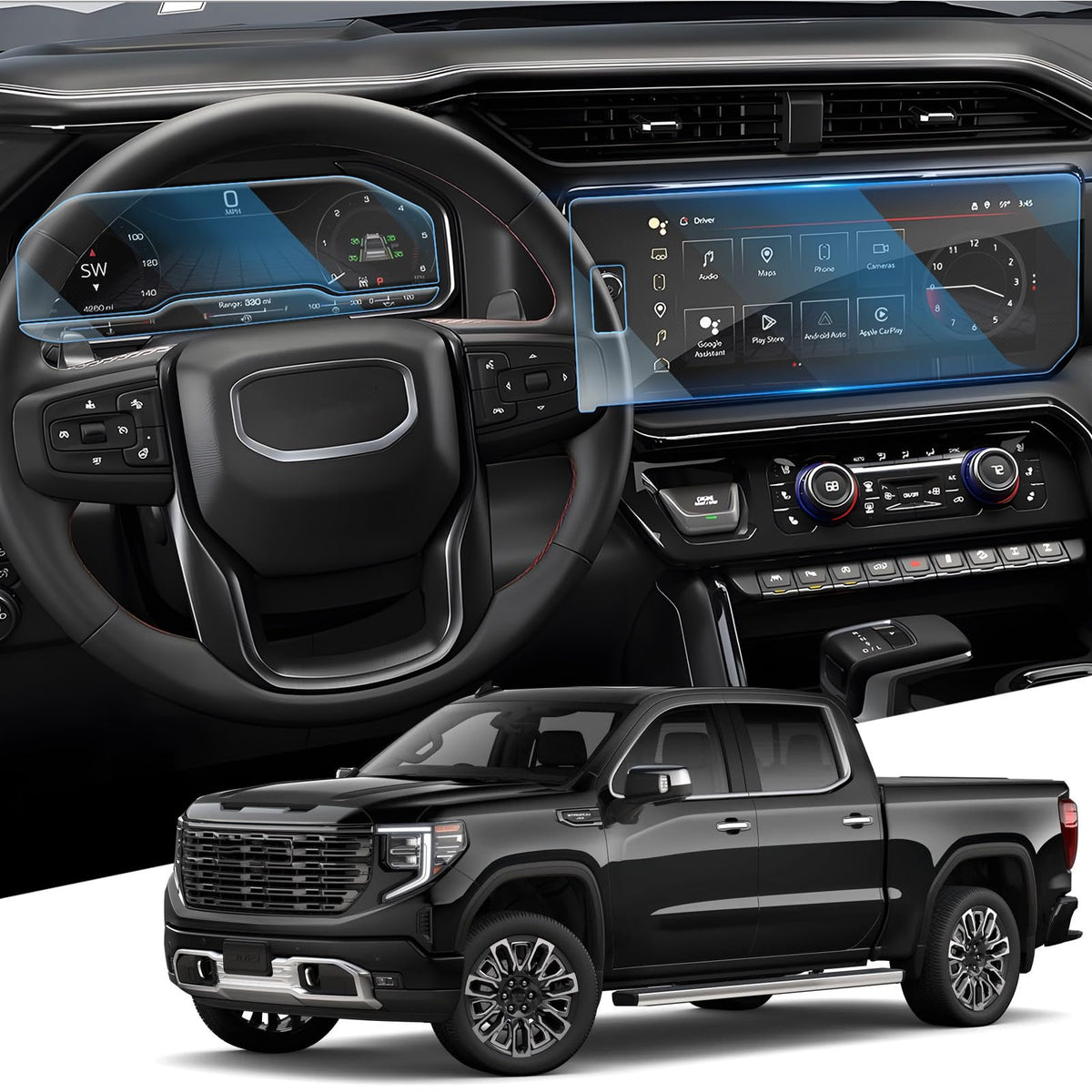 Weipin For 2022-2024 Sierra 1500& 2024 Sierra 2500Hd 3500Hd(Buttons On The Screen) 13.4 Inch Screen Protector For 2024 Sierra 15