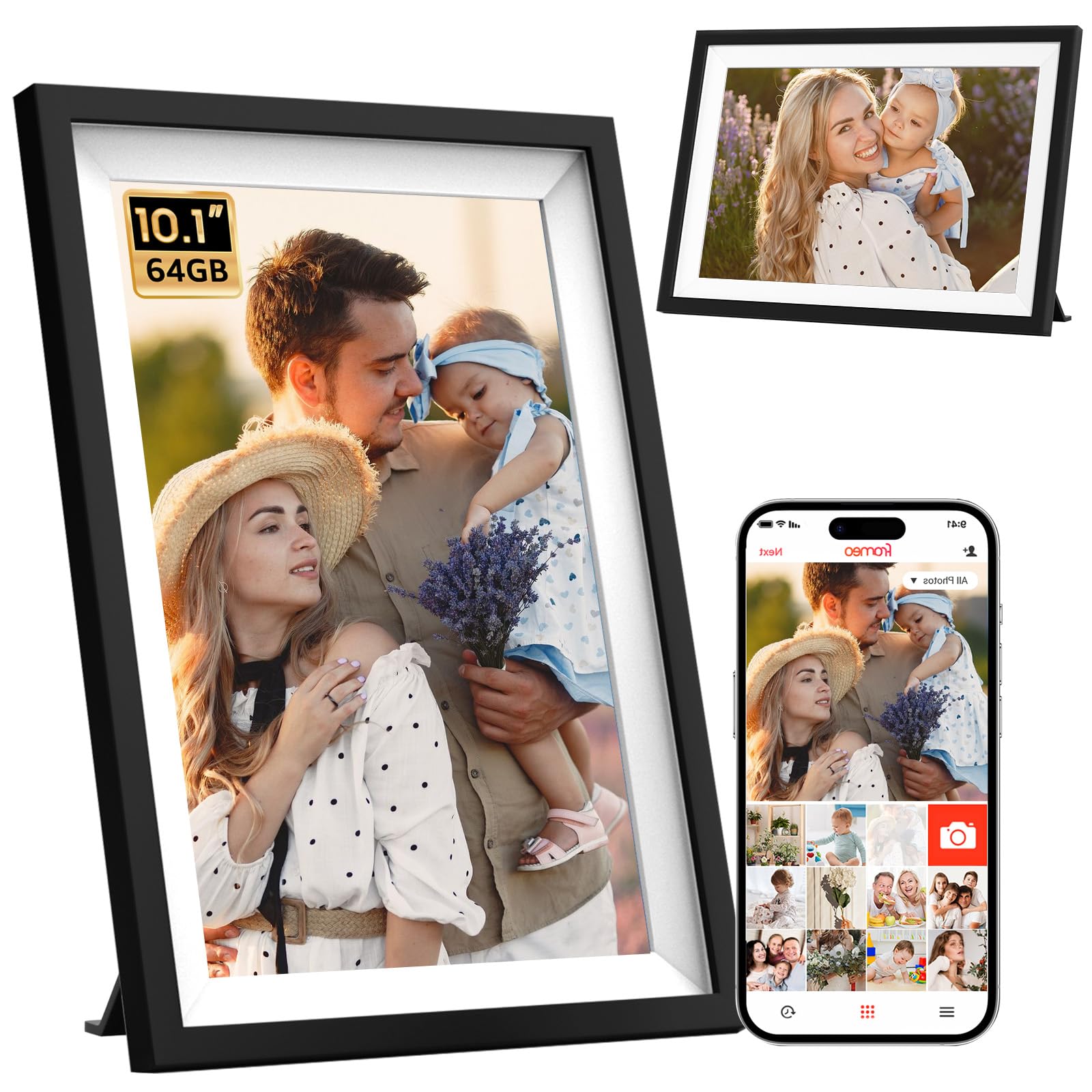 Frameo Digital Frame Wifi,2 Pack Digital Picture Frame 10.1 Inch,64Gb Large Storage,1280 X 800 Hd Ips Touch Screen, Electronic P