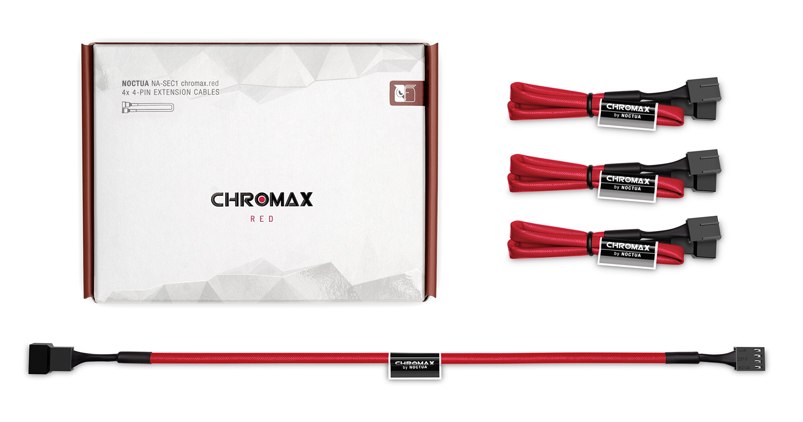 Noctua Na Sec1 Chromax.Red, 3 Pin/4 Pin Extension Cables (30Cm, Red)