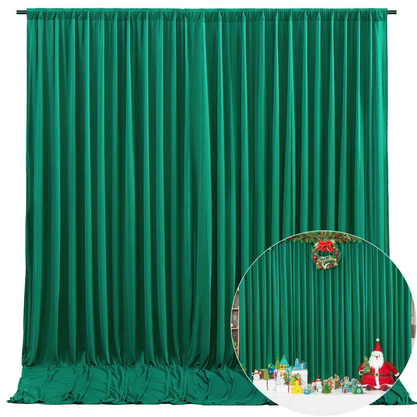 10 x 10 Feet Green Backdrop Curtain for Partie, Background Curtains for Photoshoot, Birthday, Wedding, Halloween, Thanksgiving, 
