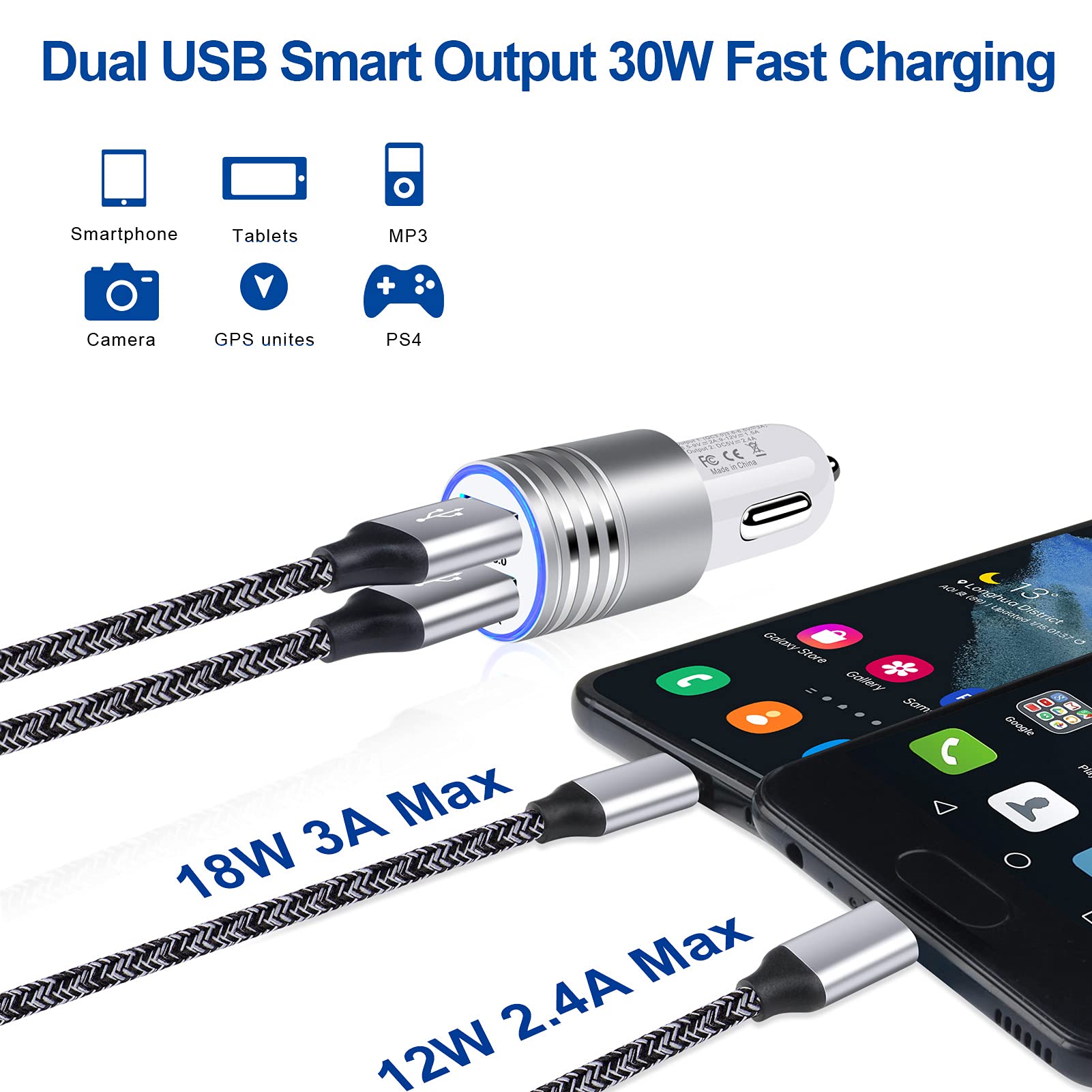 Qc 3.0 Fast Wall Charger Cube Car Charger Fast Charging For Lg K51 K92 K62 K52 K41 K71 Q70 G8 G7 V50S V30 V40 V60 Thinq G6 G5,Lg