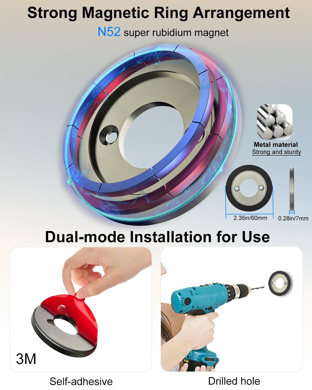 Kolasels Magnetic Wall Tablet Phone Holder - 2 Pack, Magnet Ipad Wall Mount For Home, Office, Kitchen, Bathroom, Fridge, Wall Po