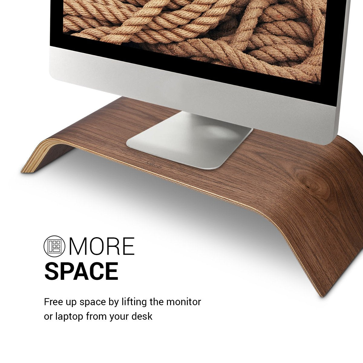 Kalibri Wood Monitor Stand Riser   Computer Desk Holder Desktop Dock Wooden Mount Display For Pc Tv Screen Notebook Laptop   Wal