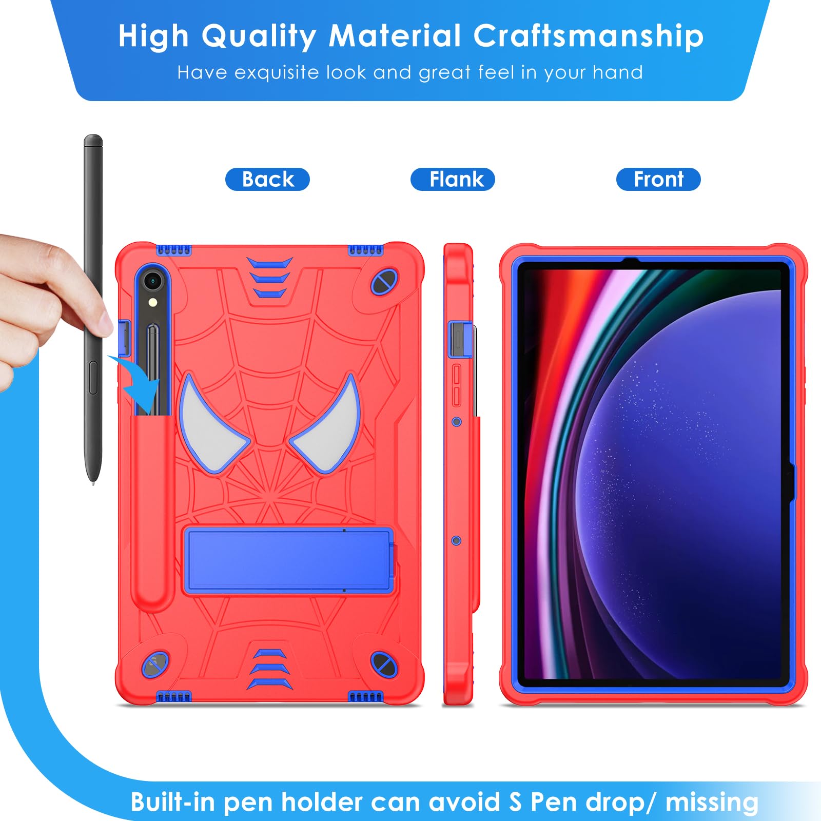 Detuosi Kids Case For Samsung Galaxy Tab S9/ S9 Fe 5G Lte/Wifi 11'' 2023 With S Pen Holder + Shoulder Strap,3 Layer Hybrid Heavy