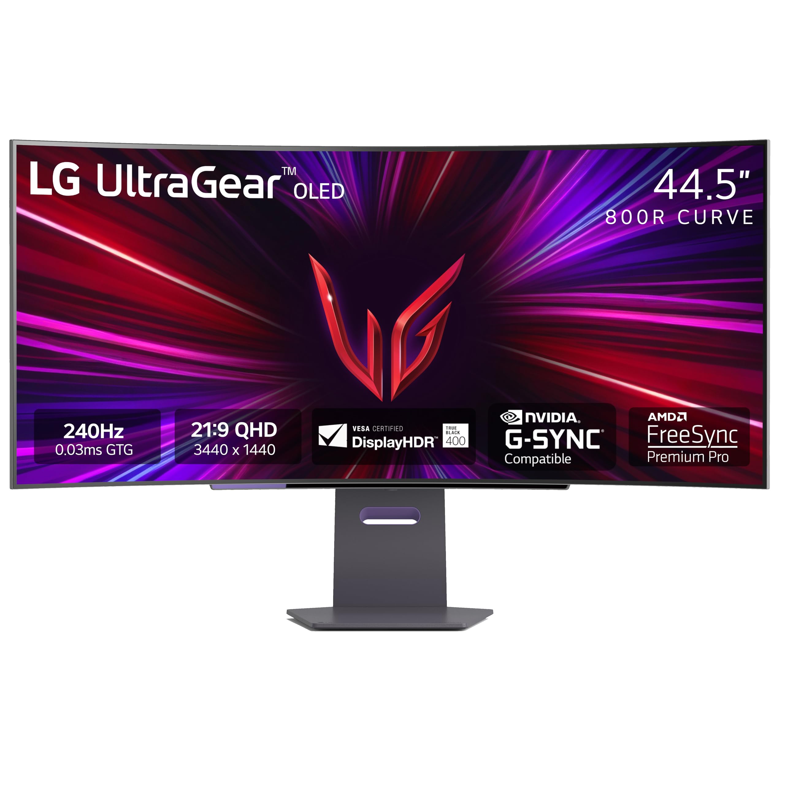 Lg 45Gs95Qe 45 Inch Ultragear Oled Curved Gaming Monitor Wqhd 800R 240Hz 0.03Ms Displayhdr True Black 400 Amd Freesync Premium P