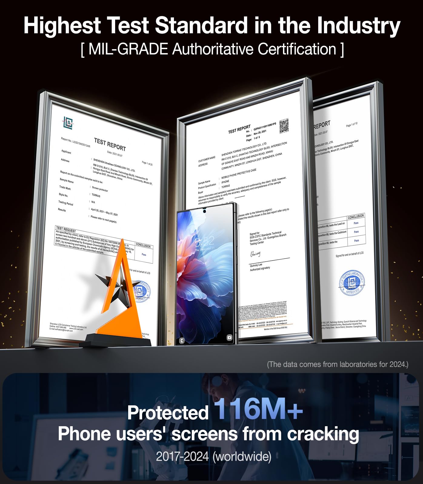 Ultraglass Unbreak Top 9H+ Glass For Samsung Galaxy S24 Ultra Screen Protector [Military Grade Shatterproof & Longest Durable] S