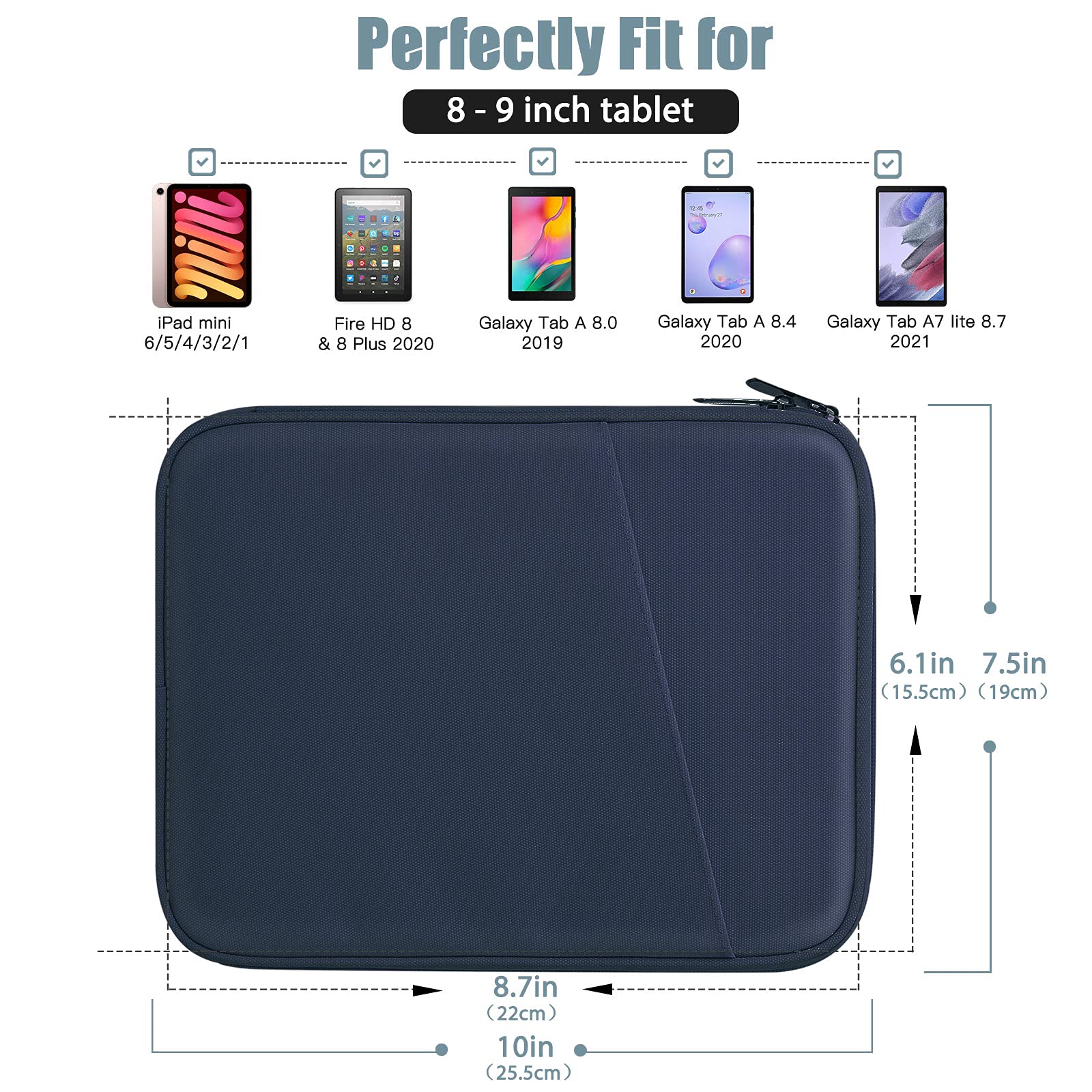 Timovo 8-9 Inch Tablet Sleeve Case Compatible With Ipad Mini 6, Ipad Mini 5/4/3/2/1, Galaxy Tab A7 Lite 8.7/Tab A 8.0/Tab A 8.4,