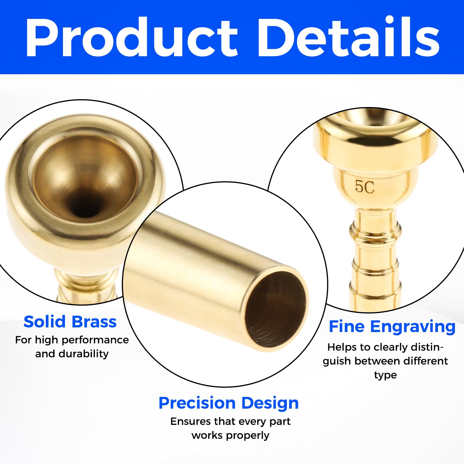 3 Pack Trumpet Mouthpiece 7C 5C 3C Trumpet Mouthpiece Set Compatible With Yamaha Bach Conn King Standard Trumpets For Beginners