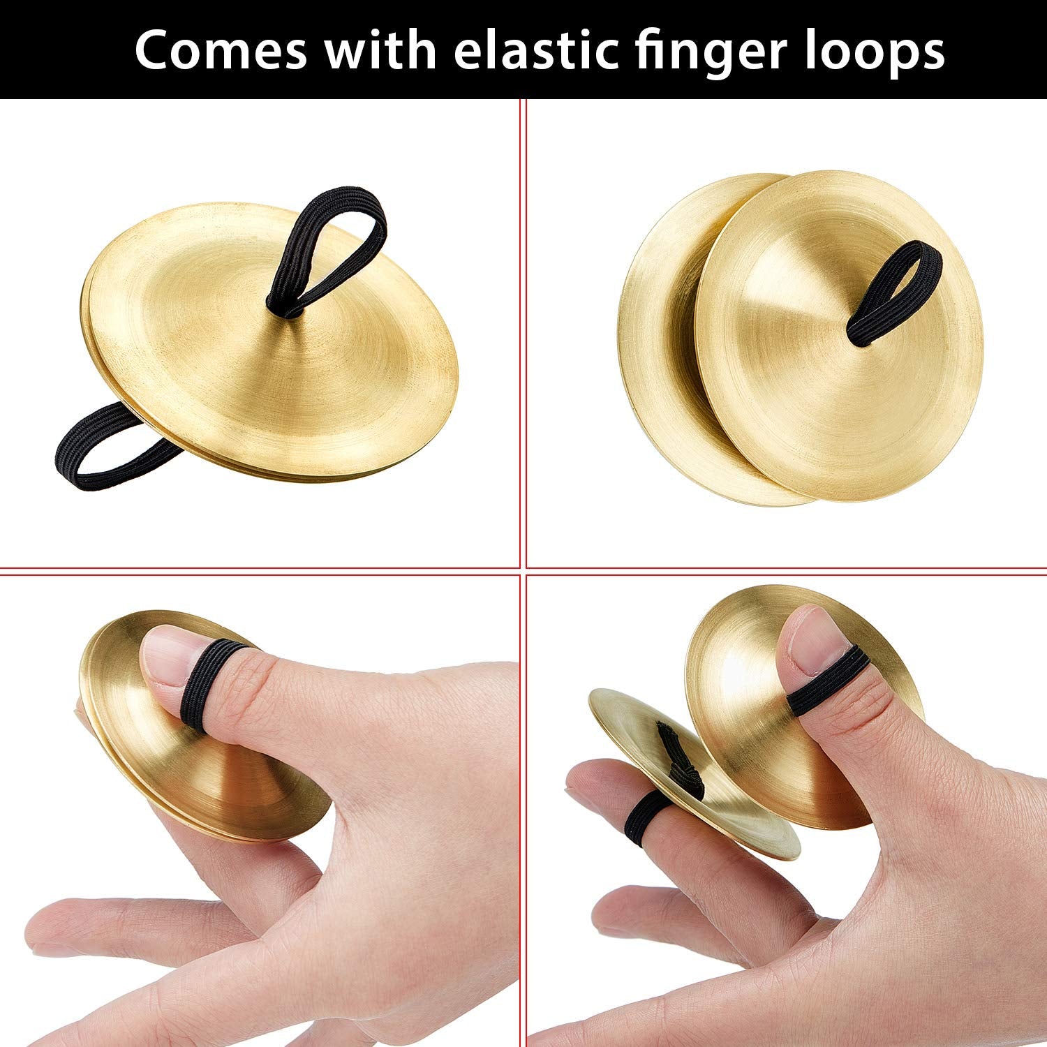 Boao 6 Pieces Finger Cymbals Belly Dancing Finger Dance Zills Musical Instrument For Dancer Party