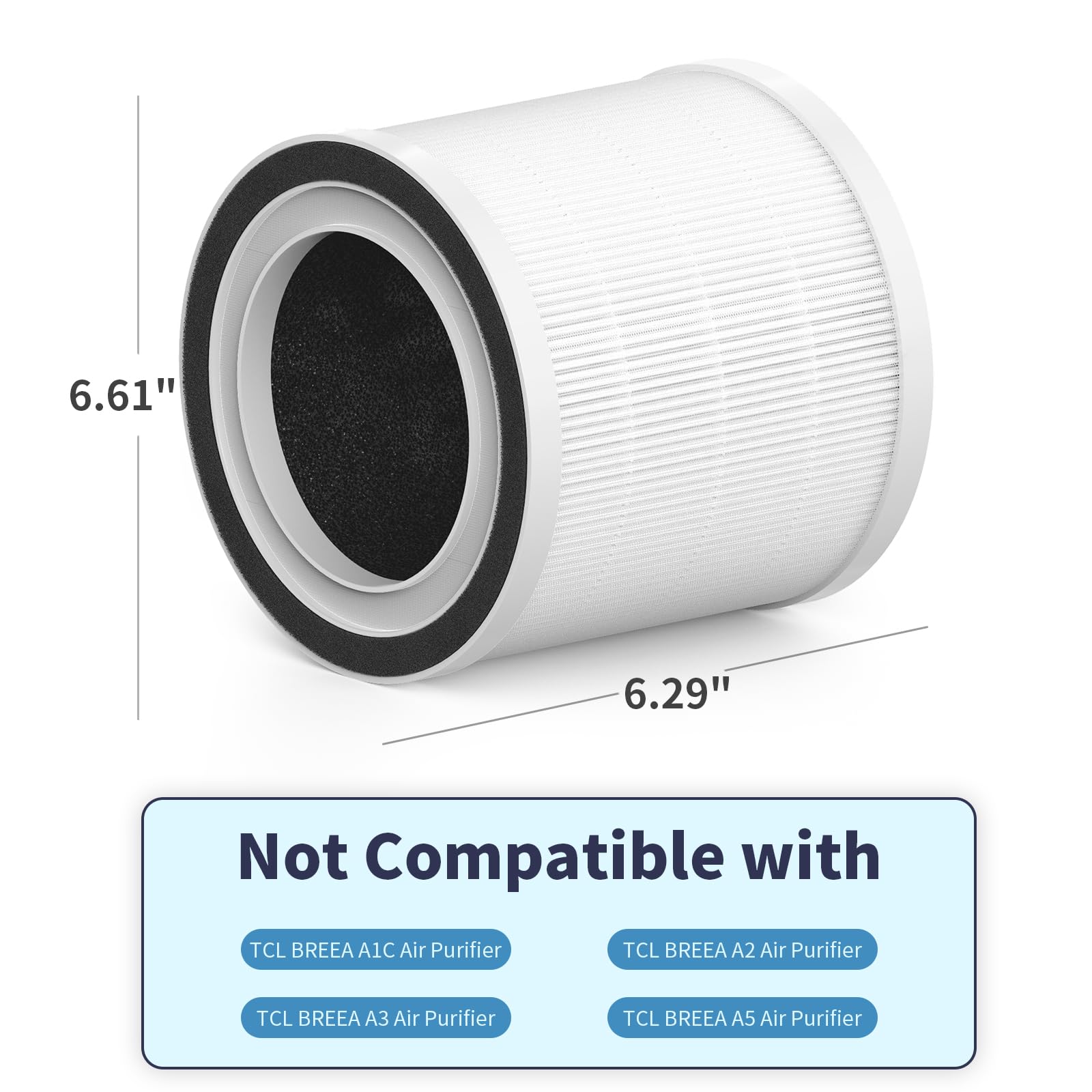 Breabetter Breeva A1 True Hepa Replacement Filter Compatible With Tcl Purifier Breeva A1/A1W, Part # Breeva A1F(4 Pack)