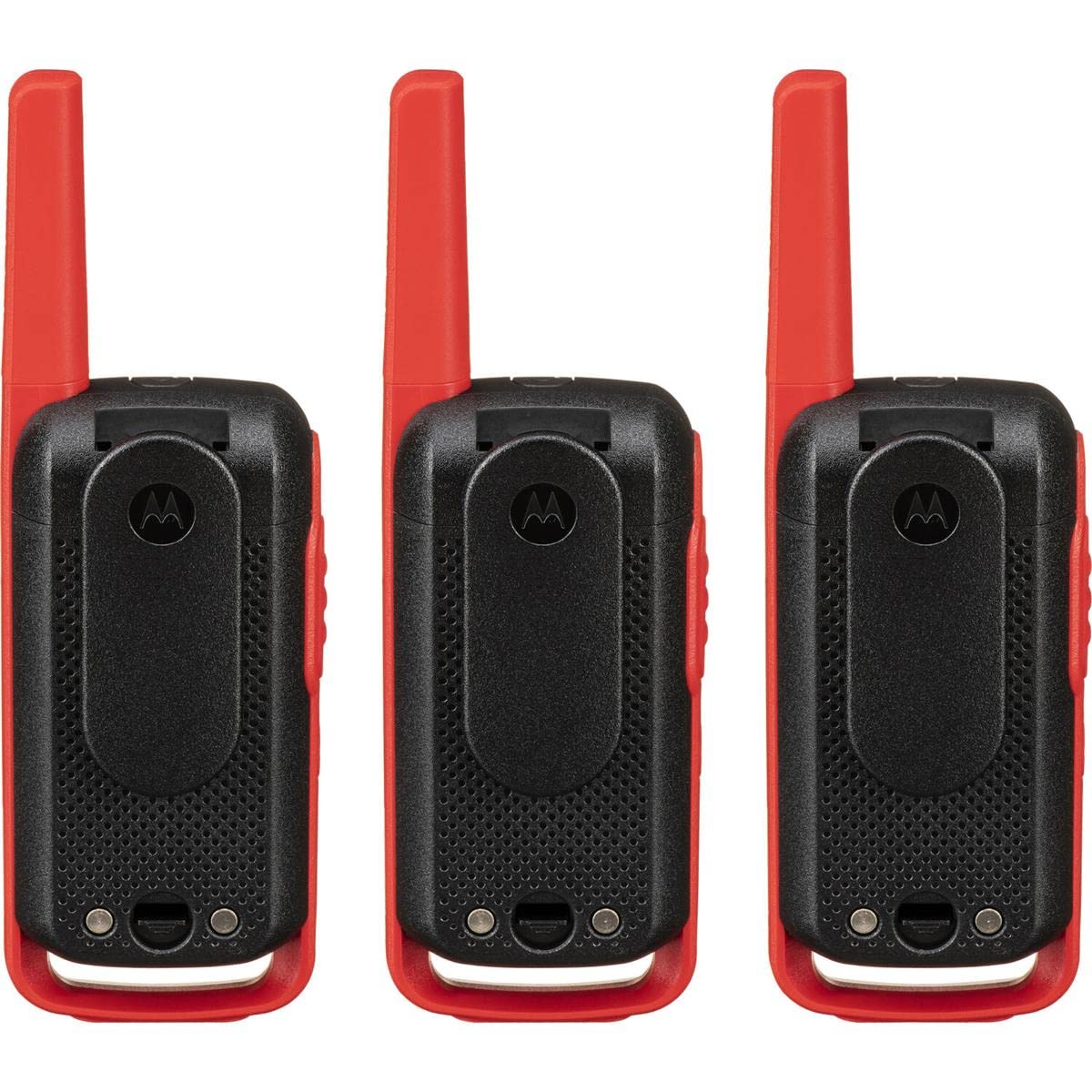 Motorola Solutions, Portable Frs, T210Tp, Talkabout, Two Way Radios, Rechargeable, 22 Channel, 20 Mile, Black W/Red, 3 Pack