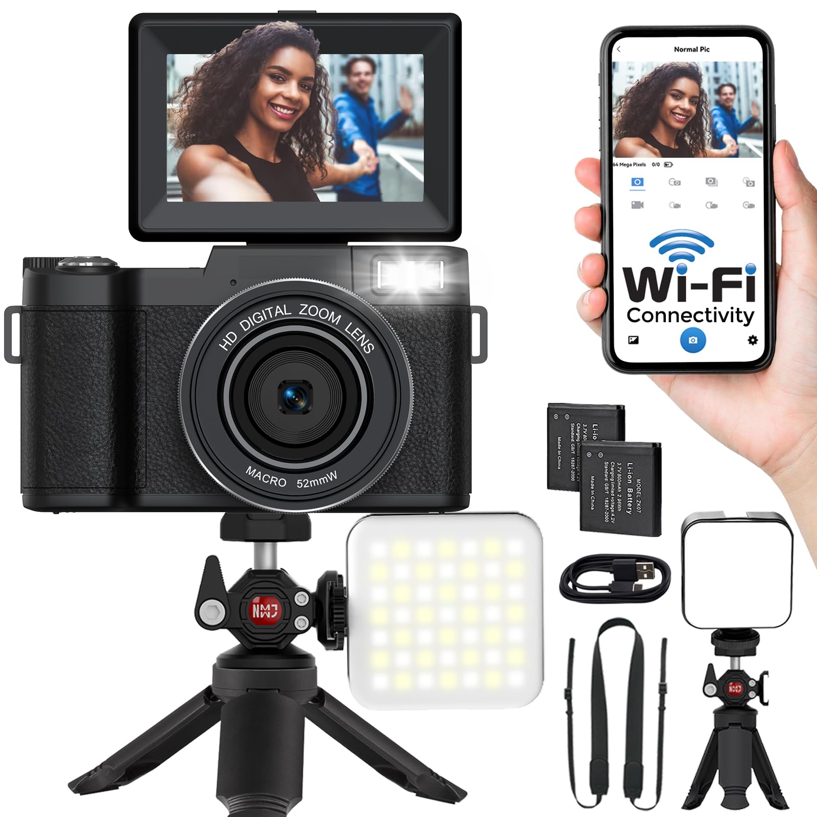 5K Digital Camera with WiFi 64MP Vlogging Camera for YouTube