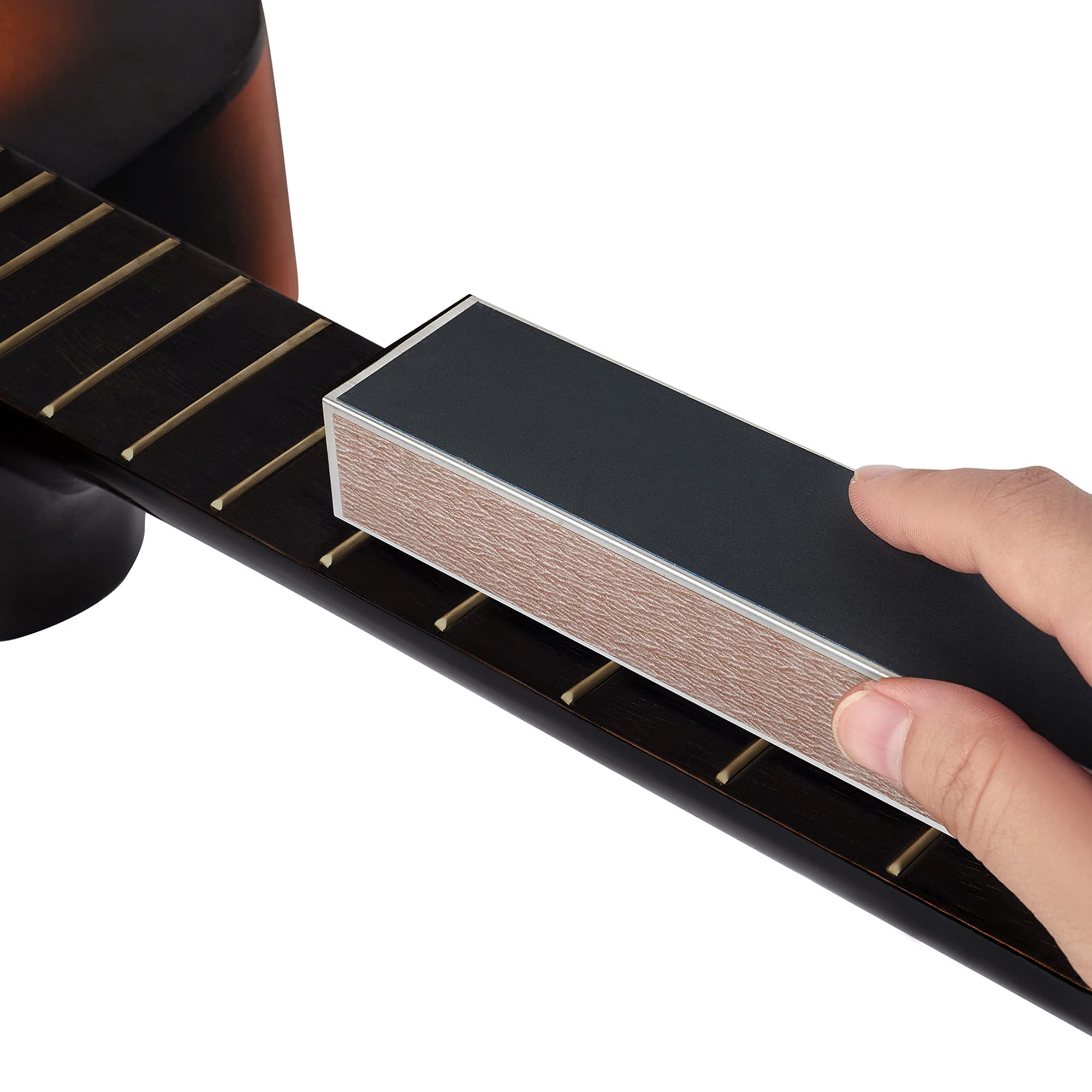 Miecoo 19Pcs Guitar Repair Tool Kit With 8 Inch Guitar Fret Leveling Beam, 9 Understring Radius Gauge, Fret Crowning File, Strin