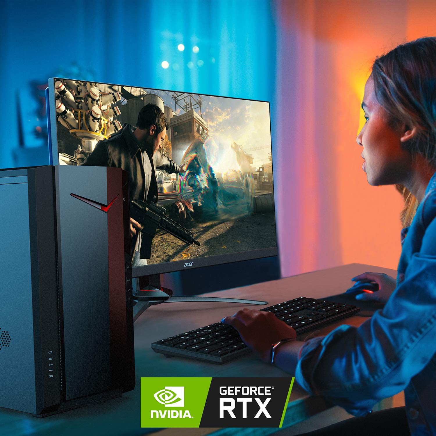 Acer Nitro 50 N50-640-Ur13 Gaming Desktop | 12Th Gen Intel Core I5-12400F 6-Core Processor | Nvidia Geforce Rtx 3050 | 16Gb 3200