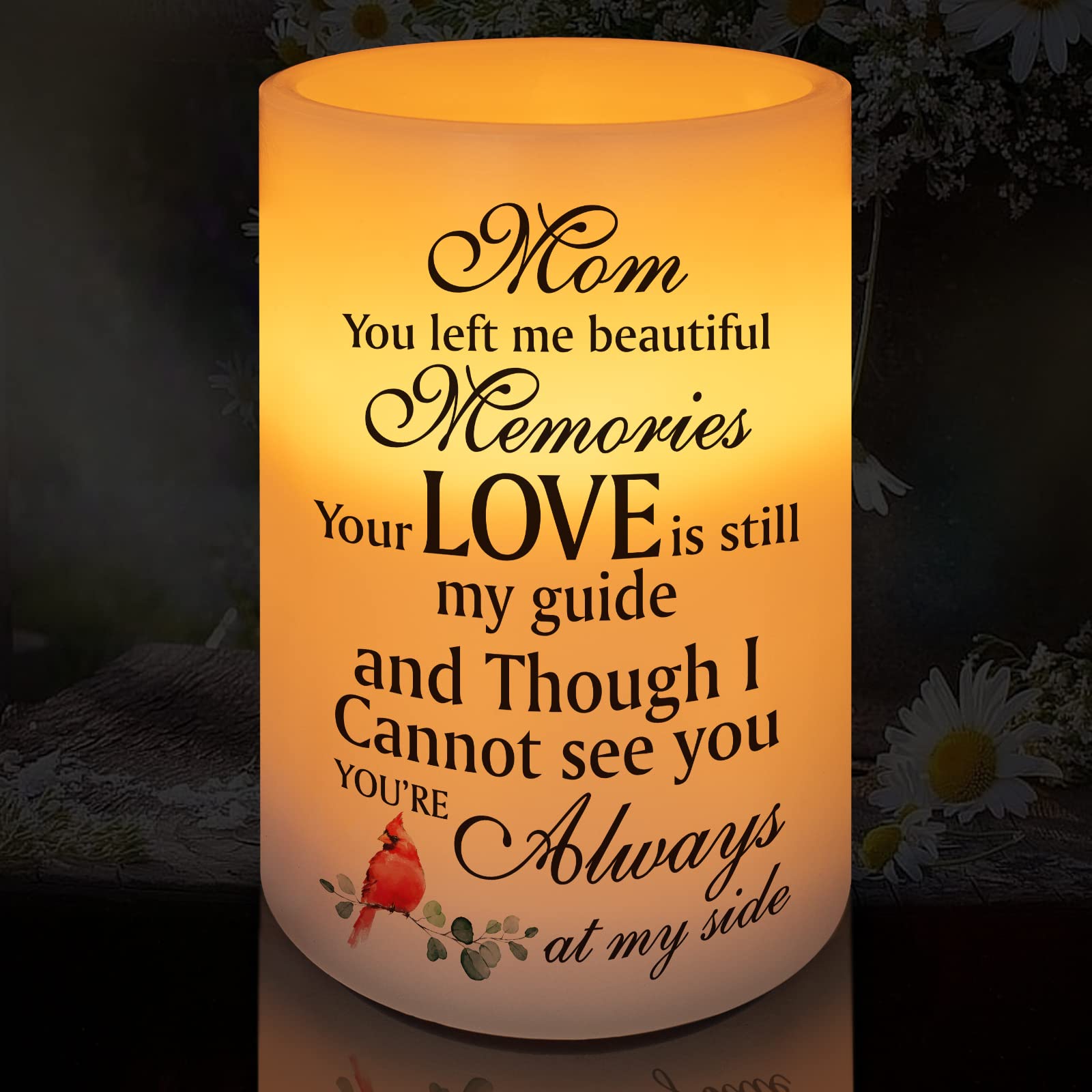 Hn Haiinaa Flameless Memorial Candle, Real Wax Led Light With Timer Sympathy Gift Bereavement Gifts For Loss Of Mother Memorial