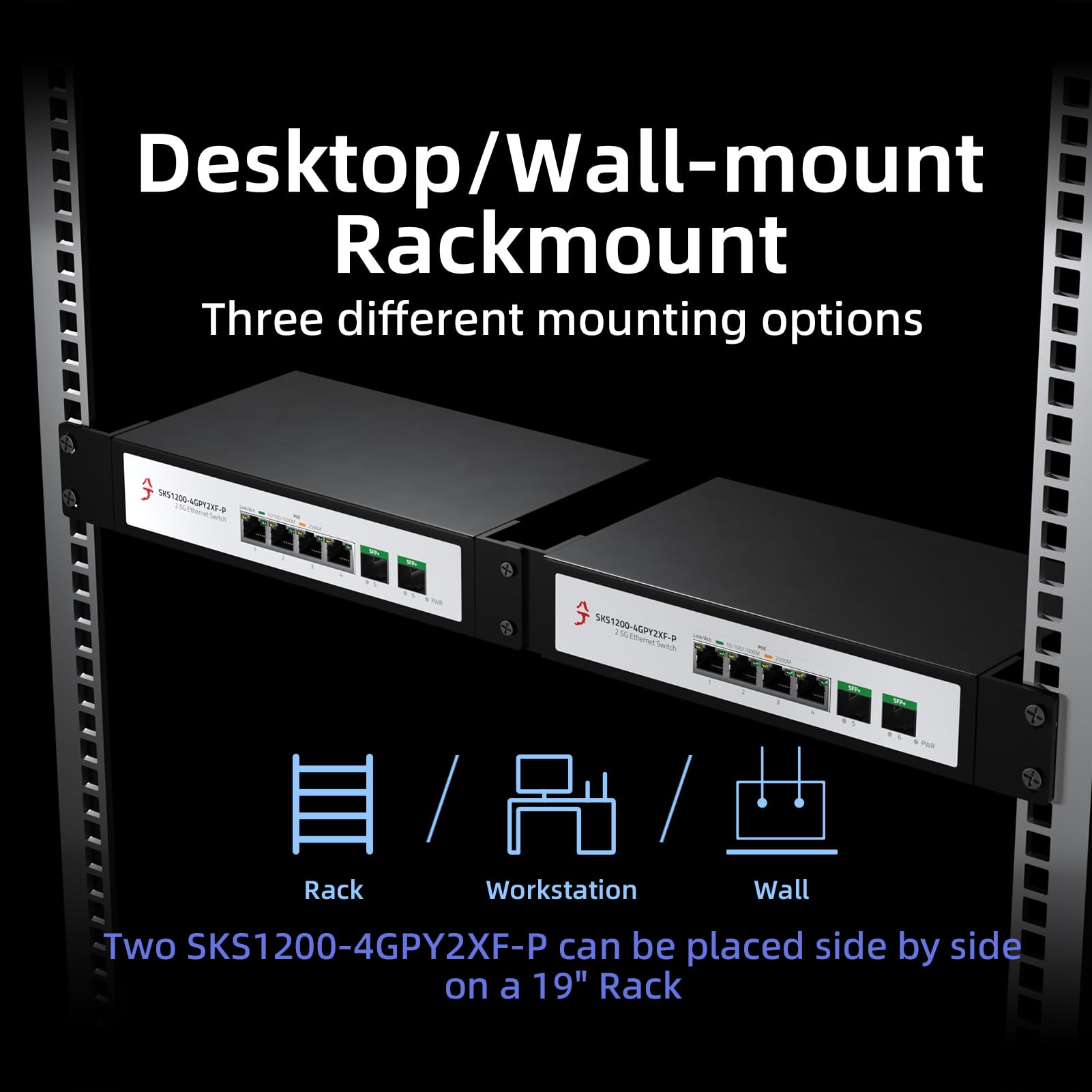 Xikestor 6 Port 2.5G Ethernet Poe+ Switch, 4X 2.5Gbase T Poe+ Ports, 2X 10Gbps Sfp+, 75W Ieee802.3Af/At Unmanaged 2.5Gb Poe Netw