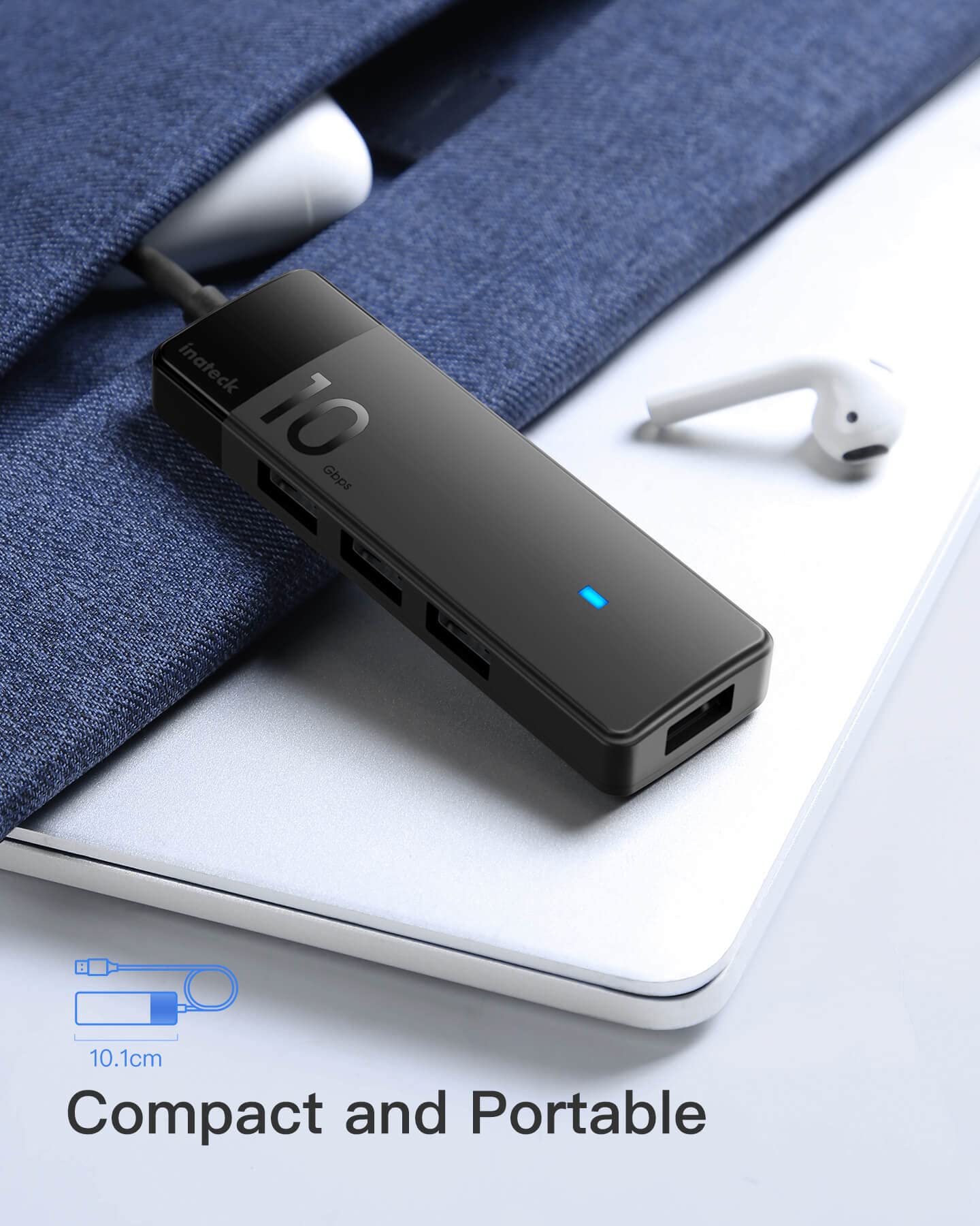 Inateck Usb C Hub, Usb 3.2 Gen 2 Usb C Hub With 4 Usb A Ports, 10Gbps, 1.6 Ft Cable, Compatible With Windows7/8/10/11, Linux, Ma