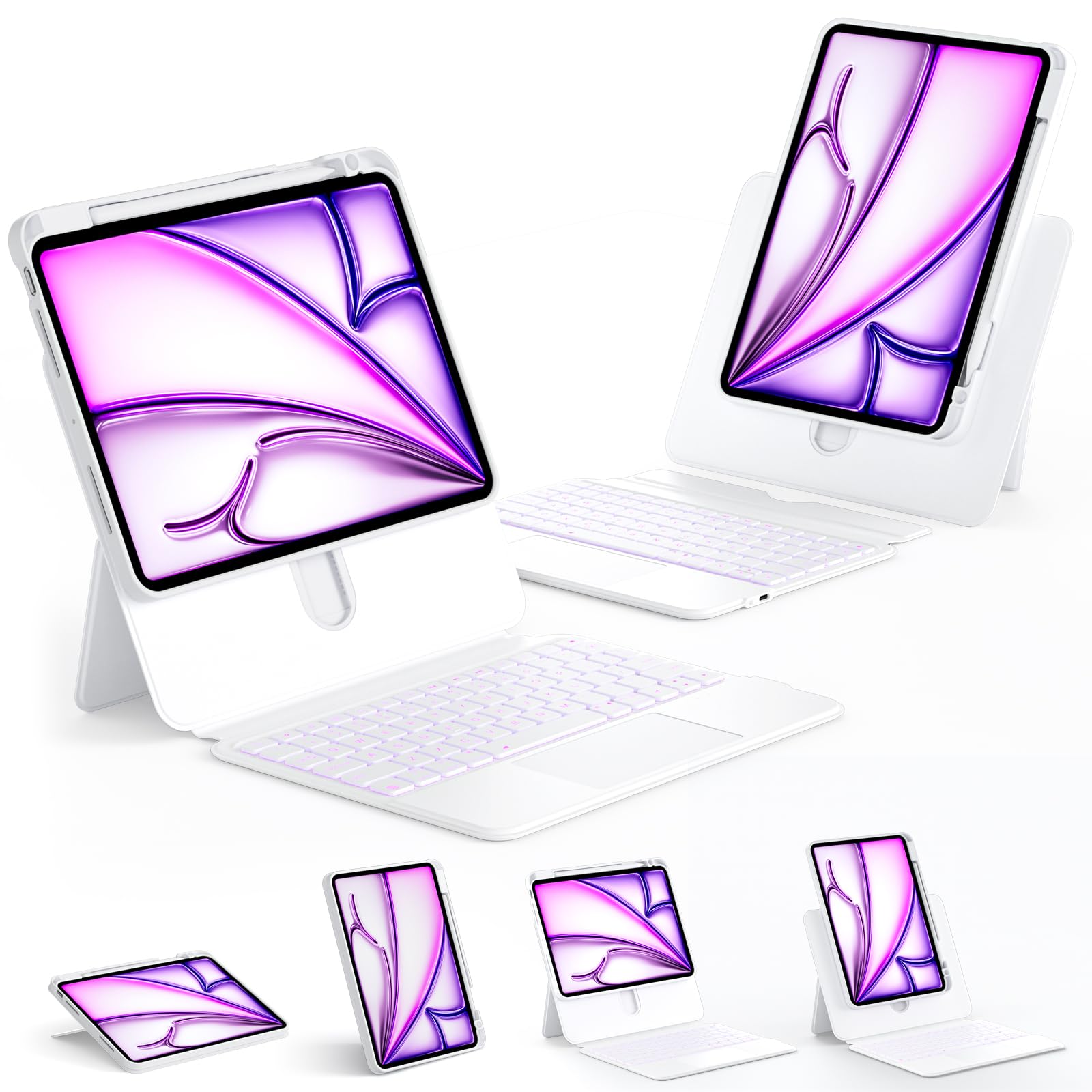 Tiaota Keyboard Case for iPad Air 13-inch (M2 & M3, 2024 & 2025) and iPad Pro 12.9-inch (3-6 Gen) with Multi-Touch Trackpad, 360