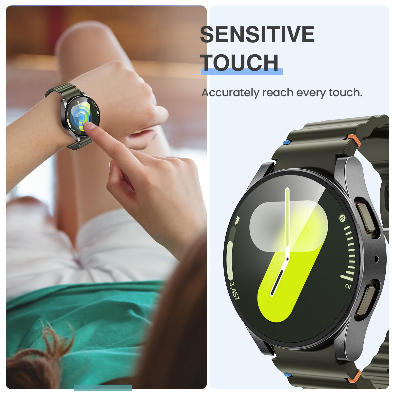 Tensea [2Pack For Samsung Galaxy Watch 7 2024 Screen Protector Case 44Mm Accessories, Protective Face Cover For 44 Mm, Hard Bump