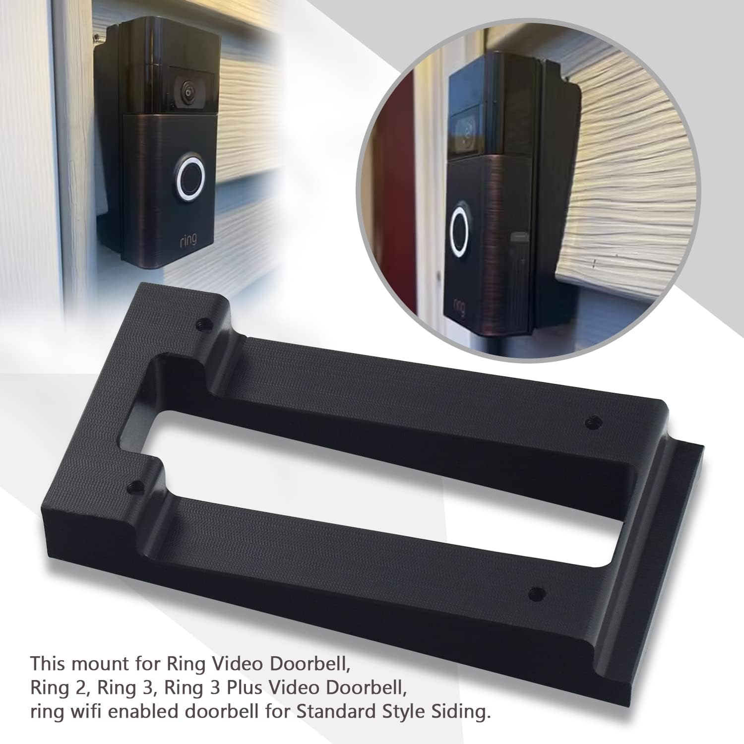 Karbay R Ing Doorbell Siding Mount/Vinyl Siding Angle Adjustment Mount For Ring Video Doorbell, Ring 2, Ring 3, Ring 3 Plus Vide