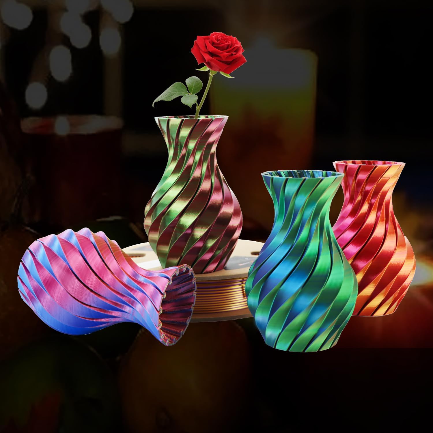 Lovoon 3D Pla Filament 1.75Mm Bundle, Tricolor 3D Printer Filament Bundle, Rainbow Silk Pla Filament Bundle, Pla Filament For 3D