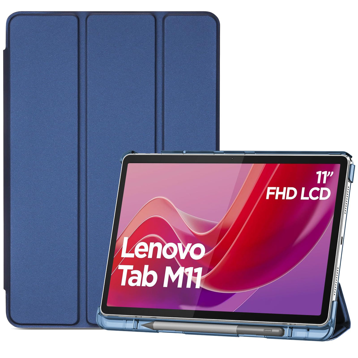 Procase Smart Case For Lenovo Tab M11/Tab K11 Lte 11'' 2024 Tb330Fu With Pen Holder, Slim Stand Tri Fold Hard Shell Protective T
