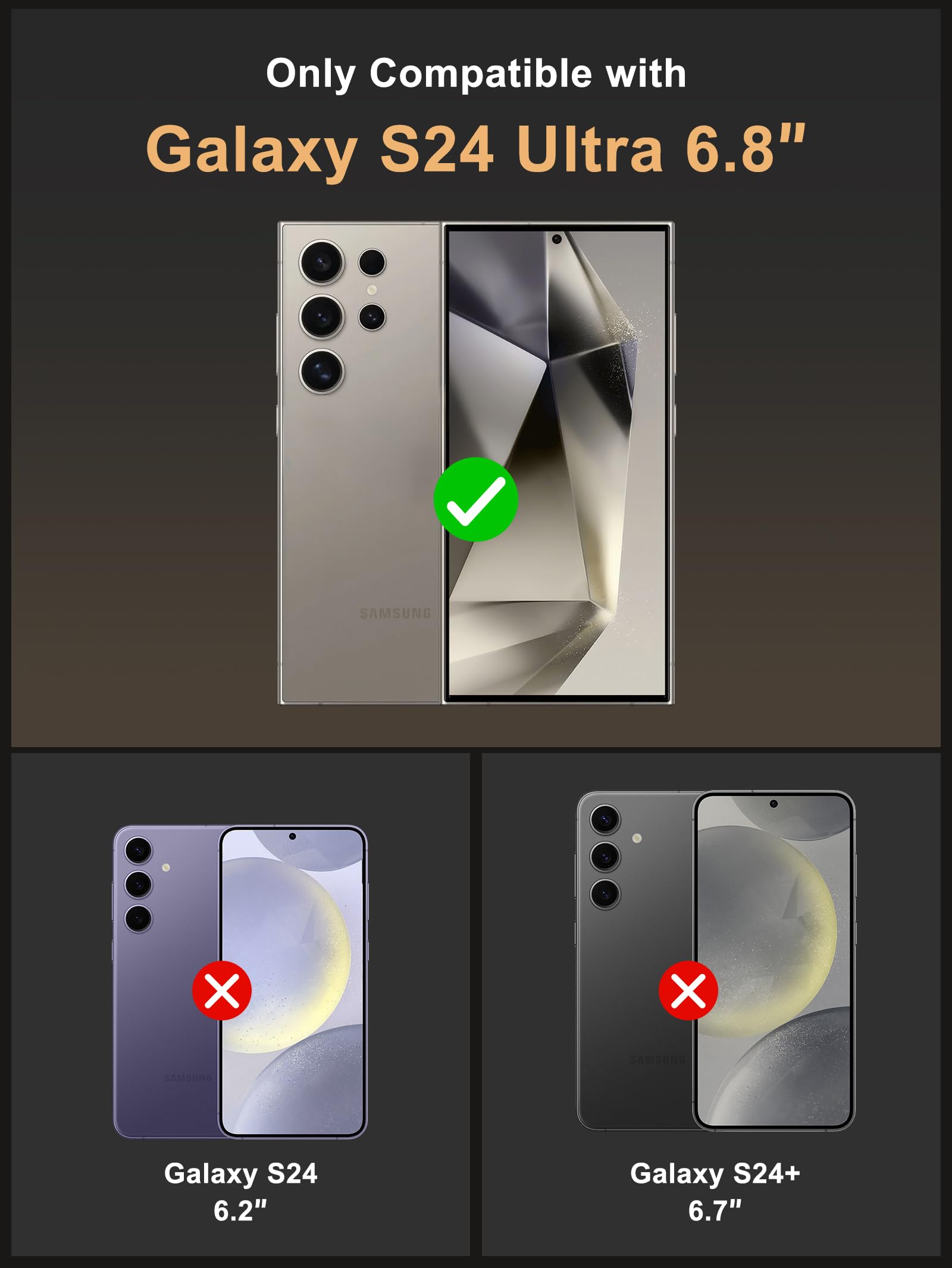 Vihibii For Samsung Galaxy S24 Ultra Case With Card Holder (4 Cards) & Slide Lens Cover & Kickstand & Raised Edges Protect Scree